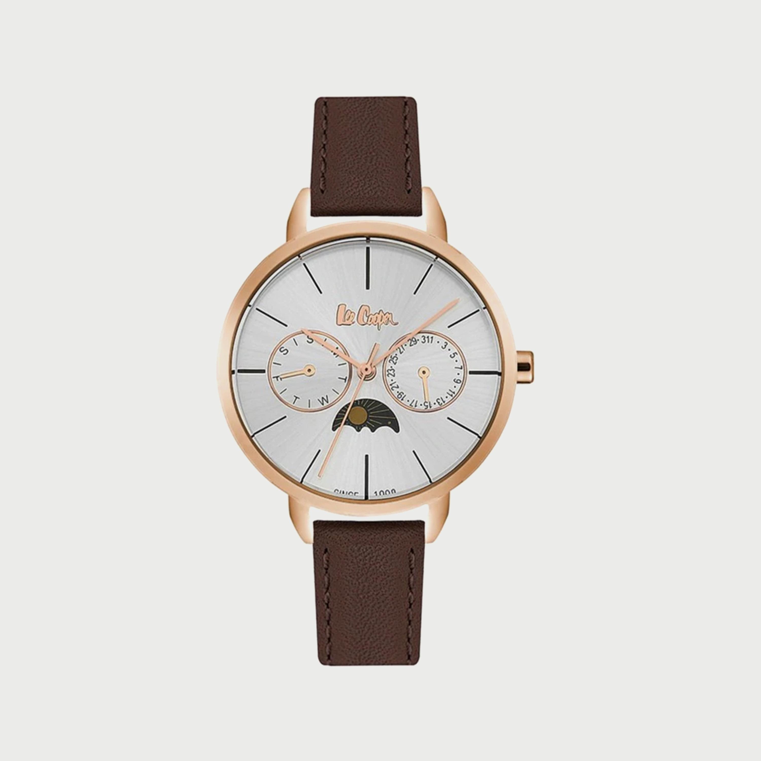 ساعة لي كوبر للرجال باللون البني وبسوار جلدي LC06536.432-men-watchesandjewellery-watches-image-1