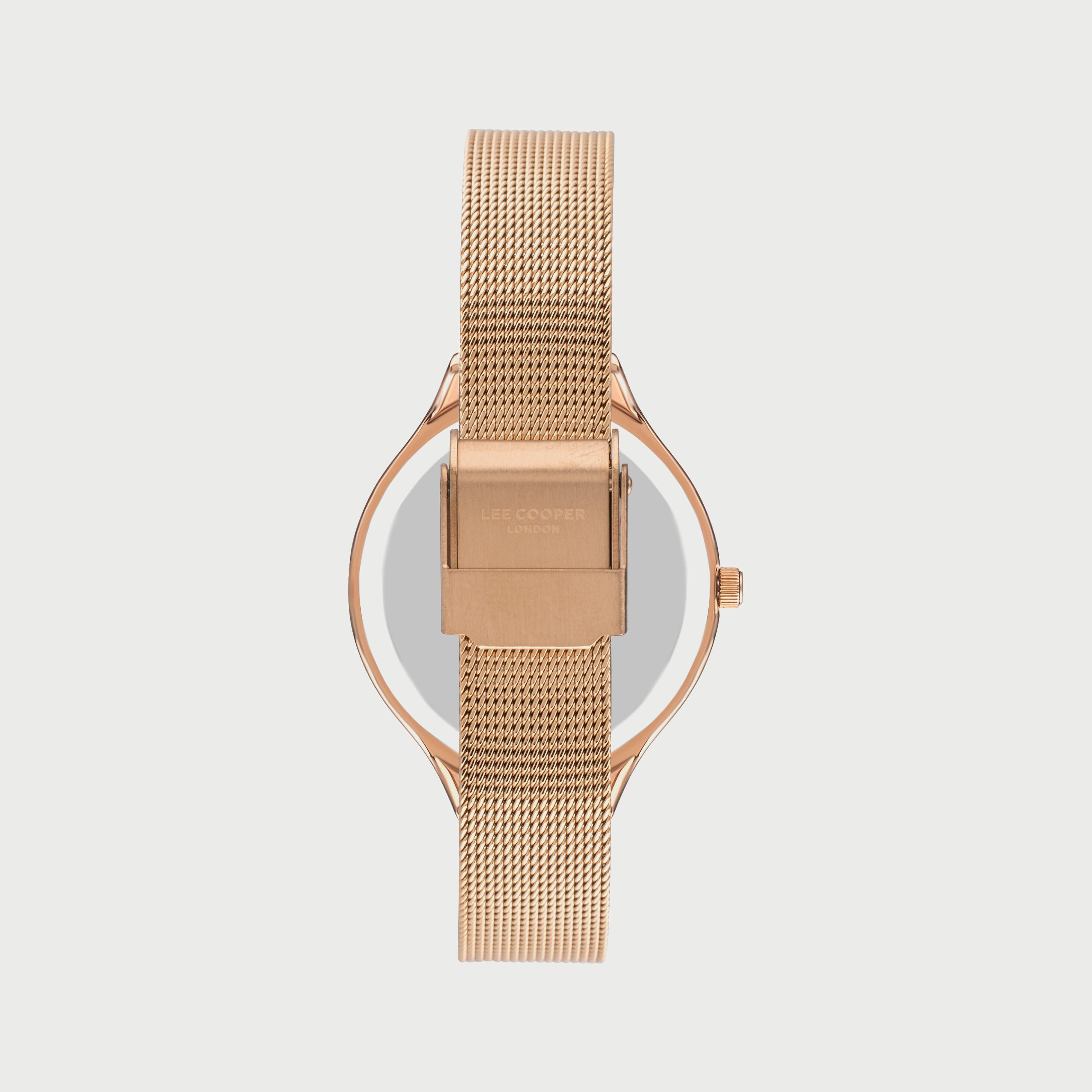 ساعة لي كوبر للنساء بسوار شبكي انالوج ذهبي وردي LC07388.410-women-watchesandjewellery-watches-image-3