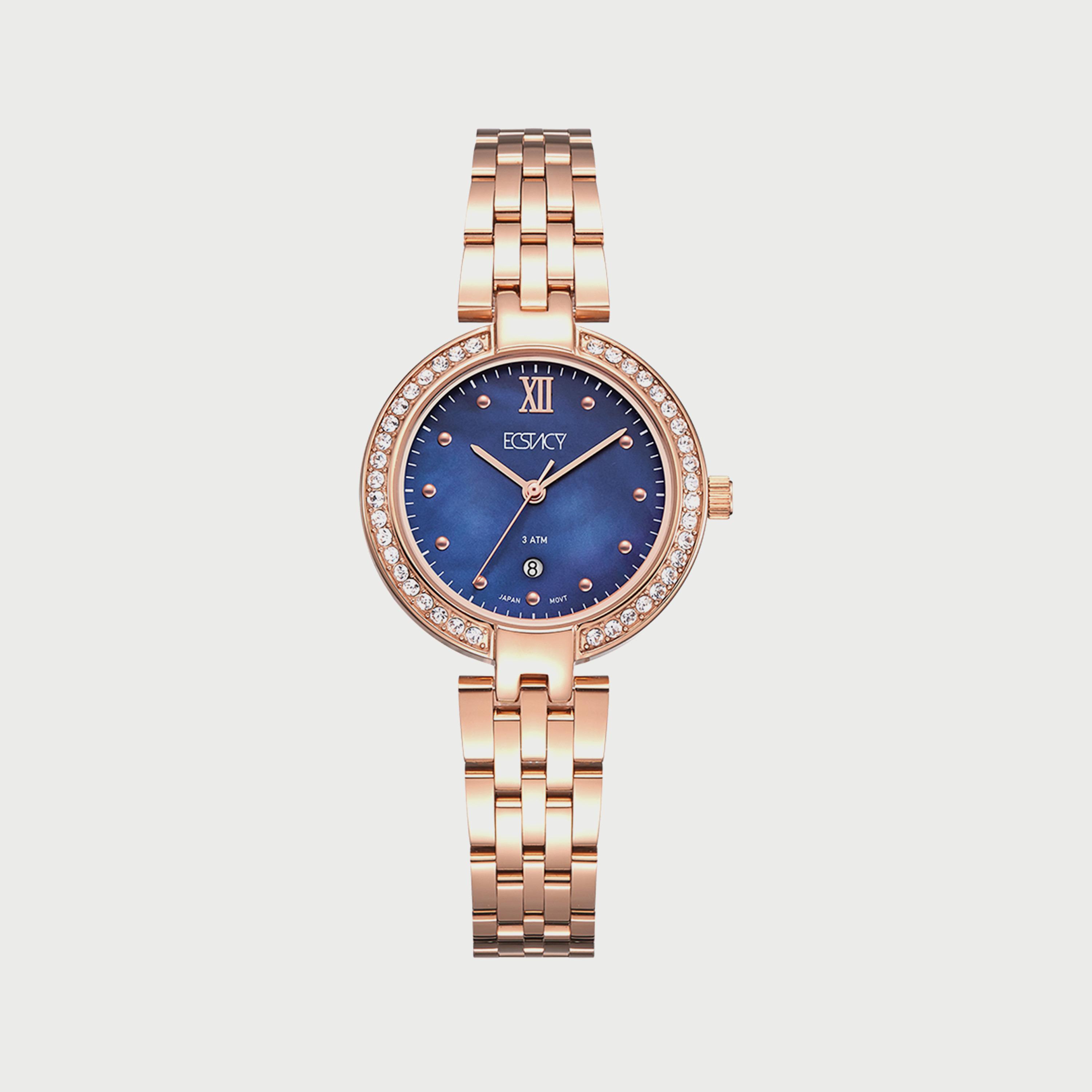 ساعة اكستاسي للنساء بلون ذهبي وردي وبسوار ستانلس ستيل E8516-RBKML-women-watchesandjewellery-watches-image-1