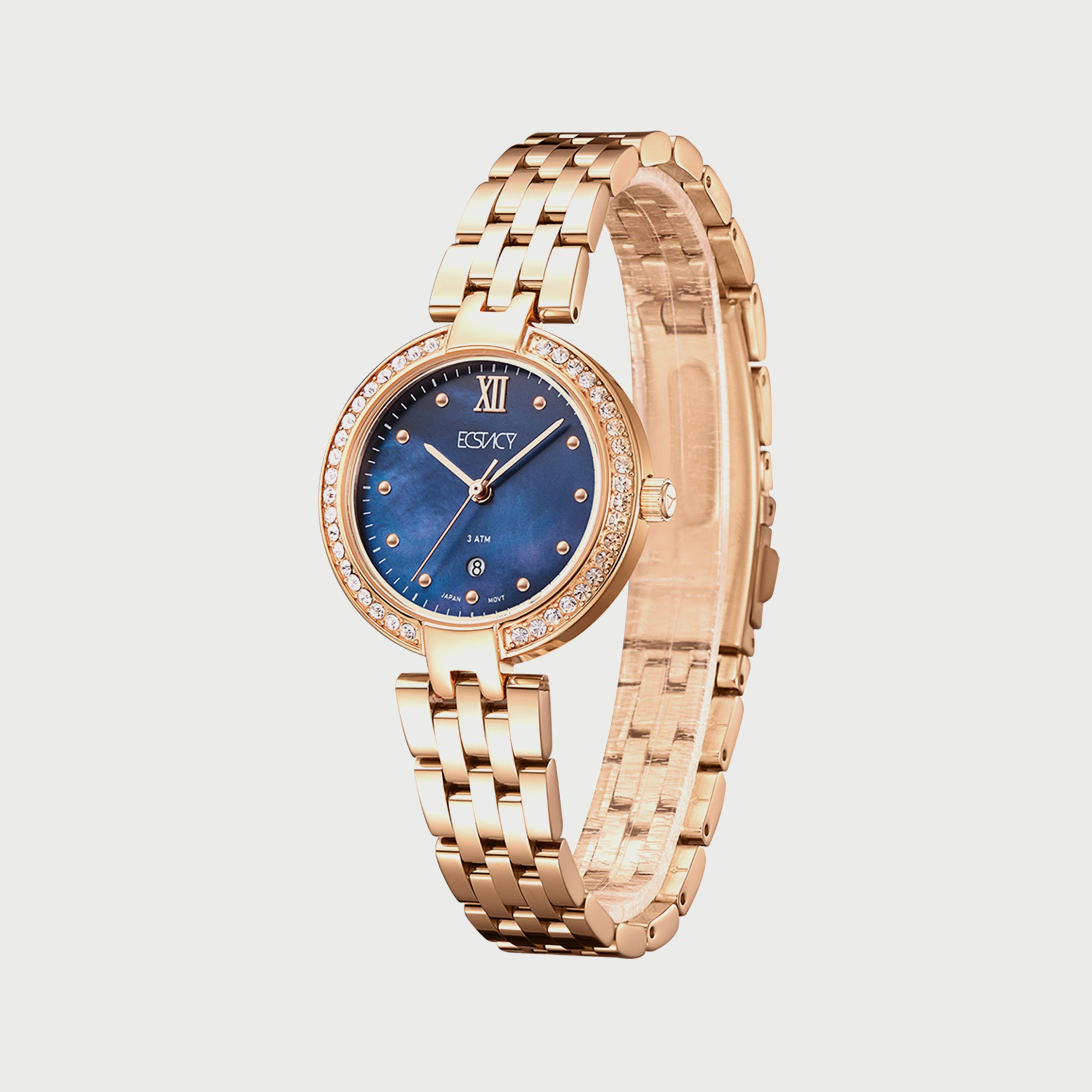 ساعة اكستاسي للنساء بلون ذهبي وردي وبسوار ستانلس ستيل E8516-RBKML-women-watchesandjewellery-watches-image-2