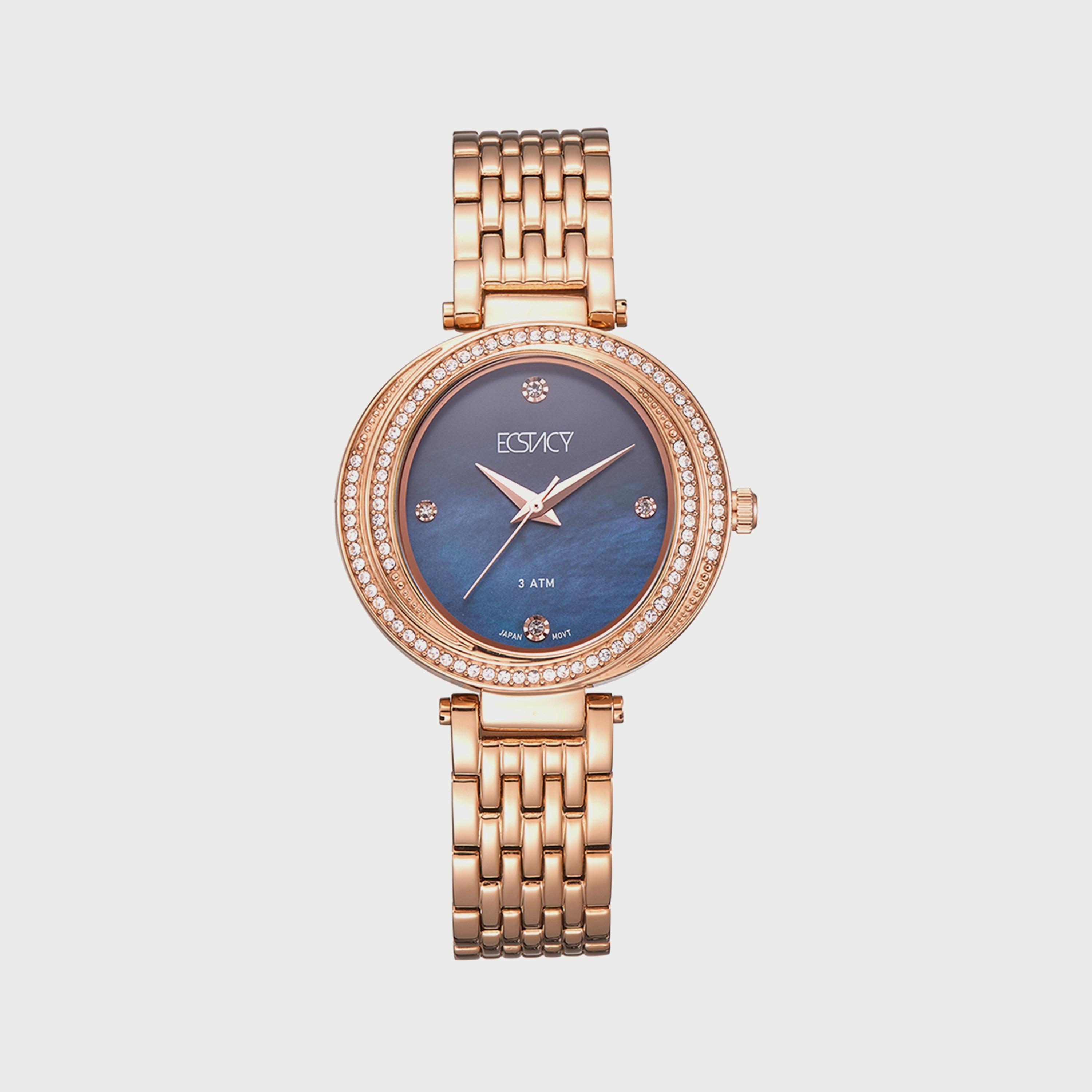 ساعة اكستاسي للنساء بلون ذهبي وردي وبسوار ستانلس ستيل E8513-RBKML-women-watchesandjewellery-watches-image-1