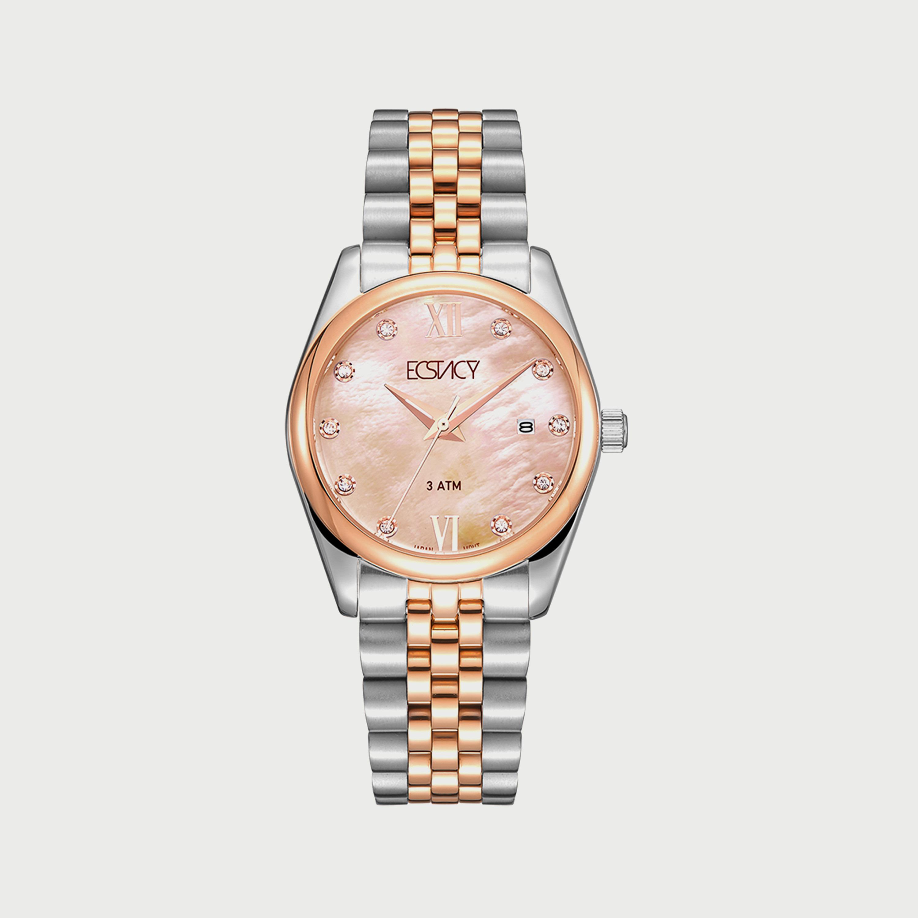 ساعة اكستاسي للنساء باللونين الفضي والذهبي الوردي وبسوار ستانلس ستيل E22502-KBKMK-women-watchesandjewellery-watches-image-1