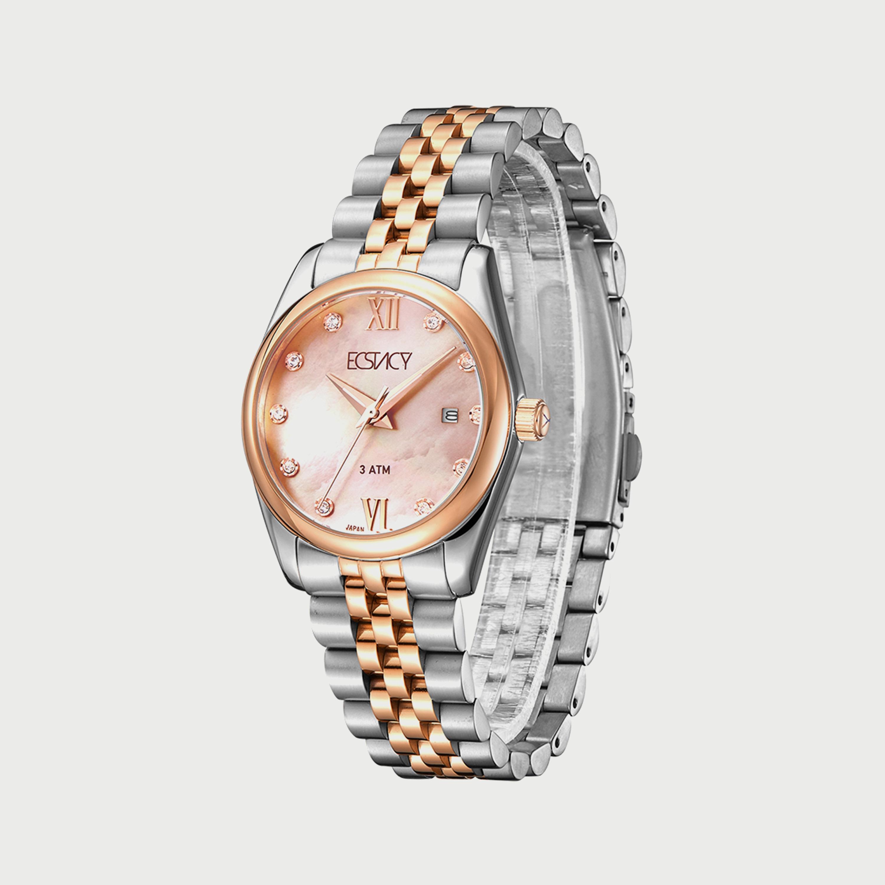 ساعة اكستاسي للنساء باللونين الفضي والذهبي الوردي وبسوار ستانلس ستيل E22502-KBKMK-women-watchesandjewellery-watches-image-2