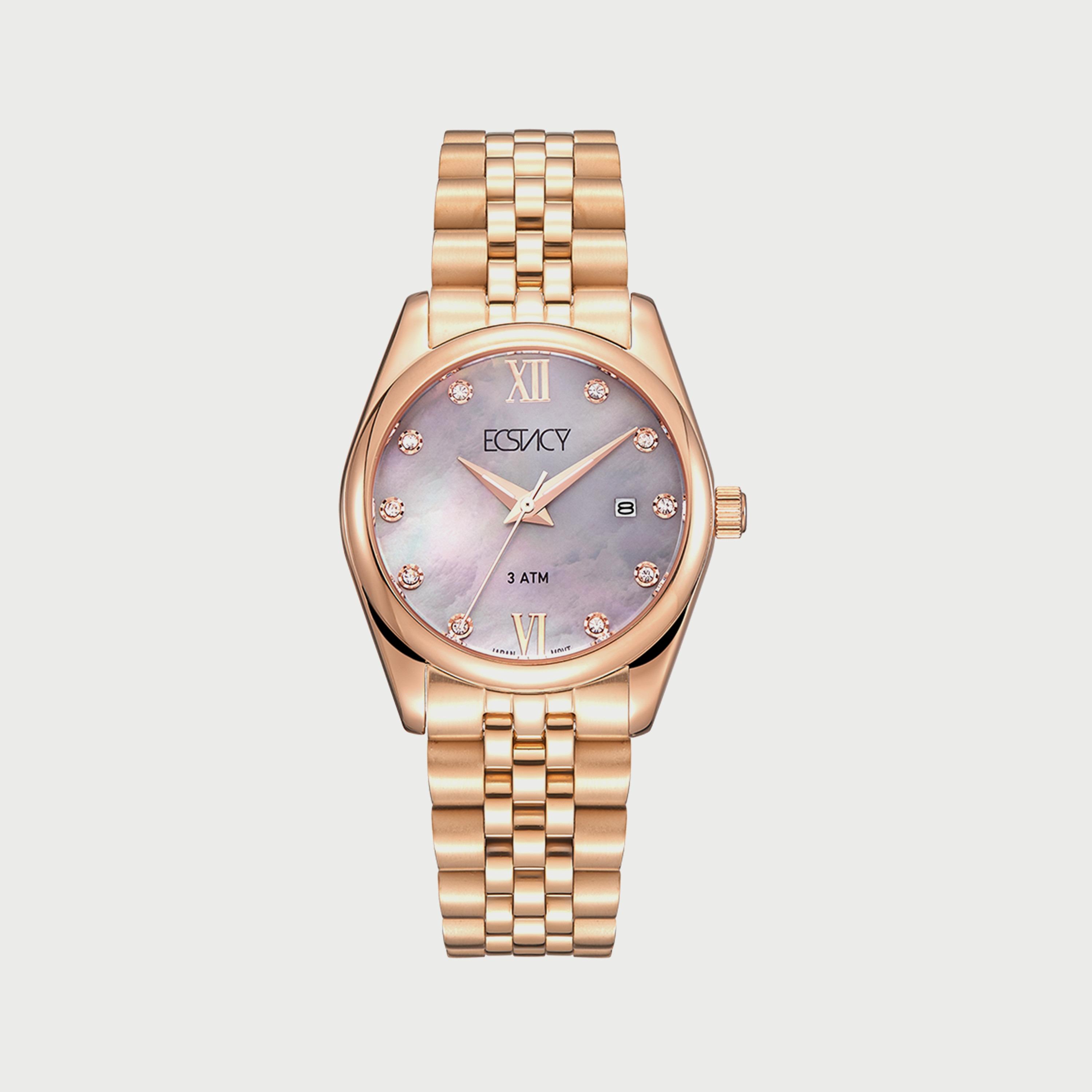 ساعة اكستاسي للنساء بلون ذهبي وردي وبسوار ستانلس ستيل E22502-RBKMX-women-watchesandjewellery-watches-image-1