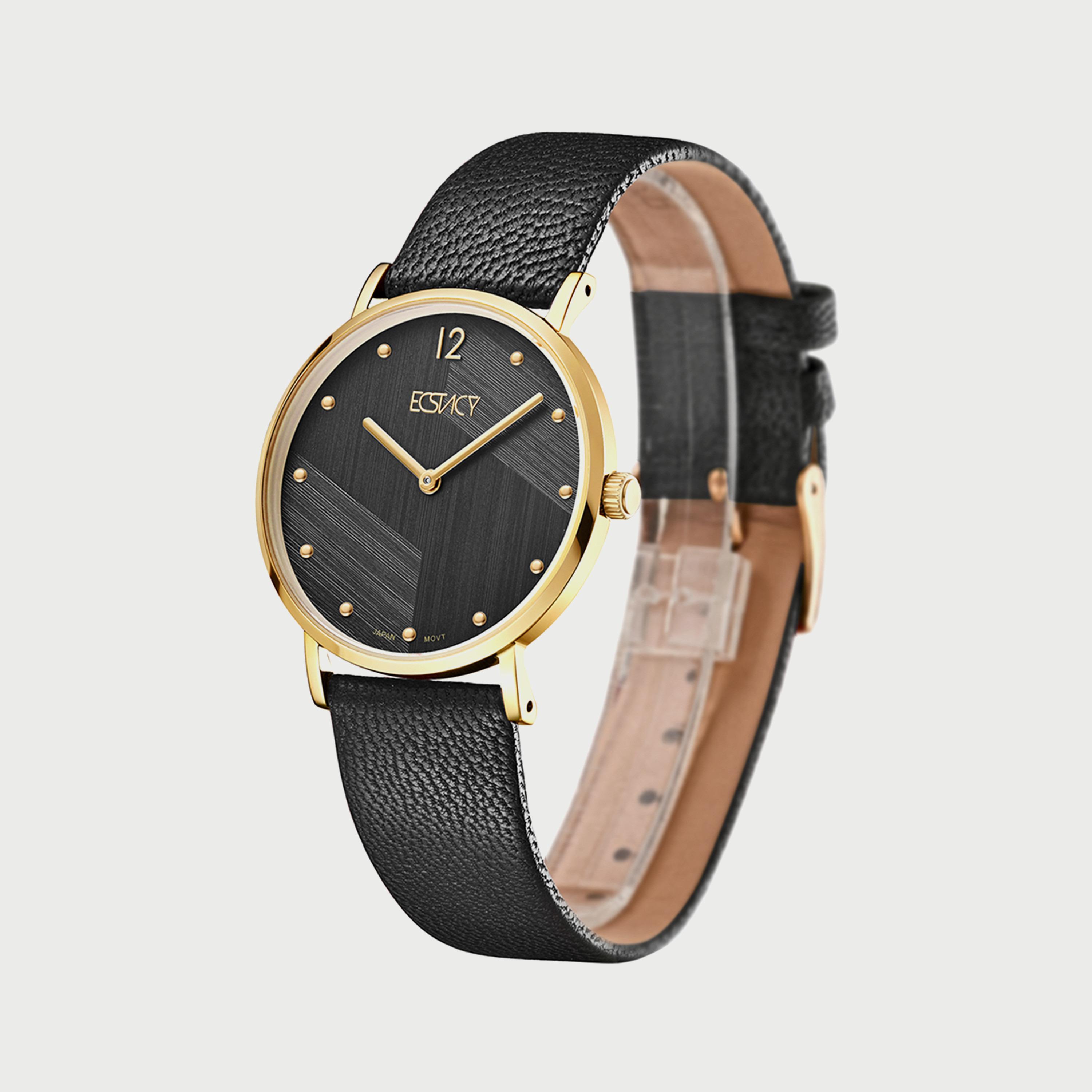 ساعة اكستاسي انالوج بعقارب بسوار جلدي باللون الأسود للنساء E20505-GLBB-women-watchesandjewellery-watches-image-2