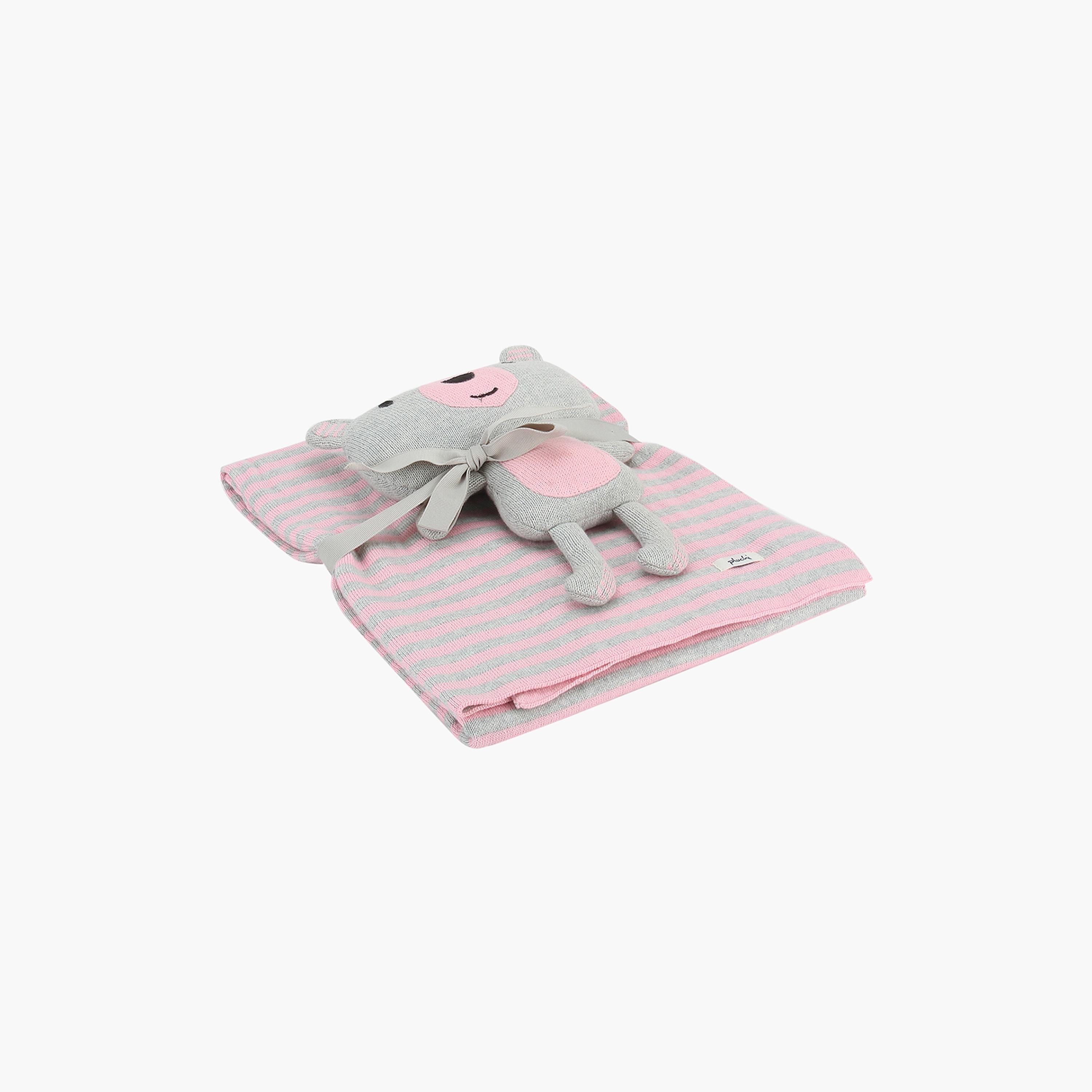 Pluchi Striped Blanket and Bear Toy Set-baby-nursery-blanketsandswaddles-blanketsandquilts-image-1