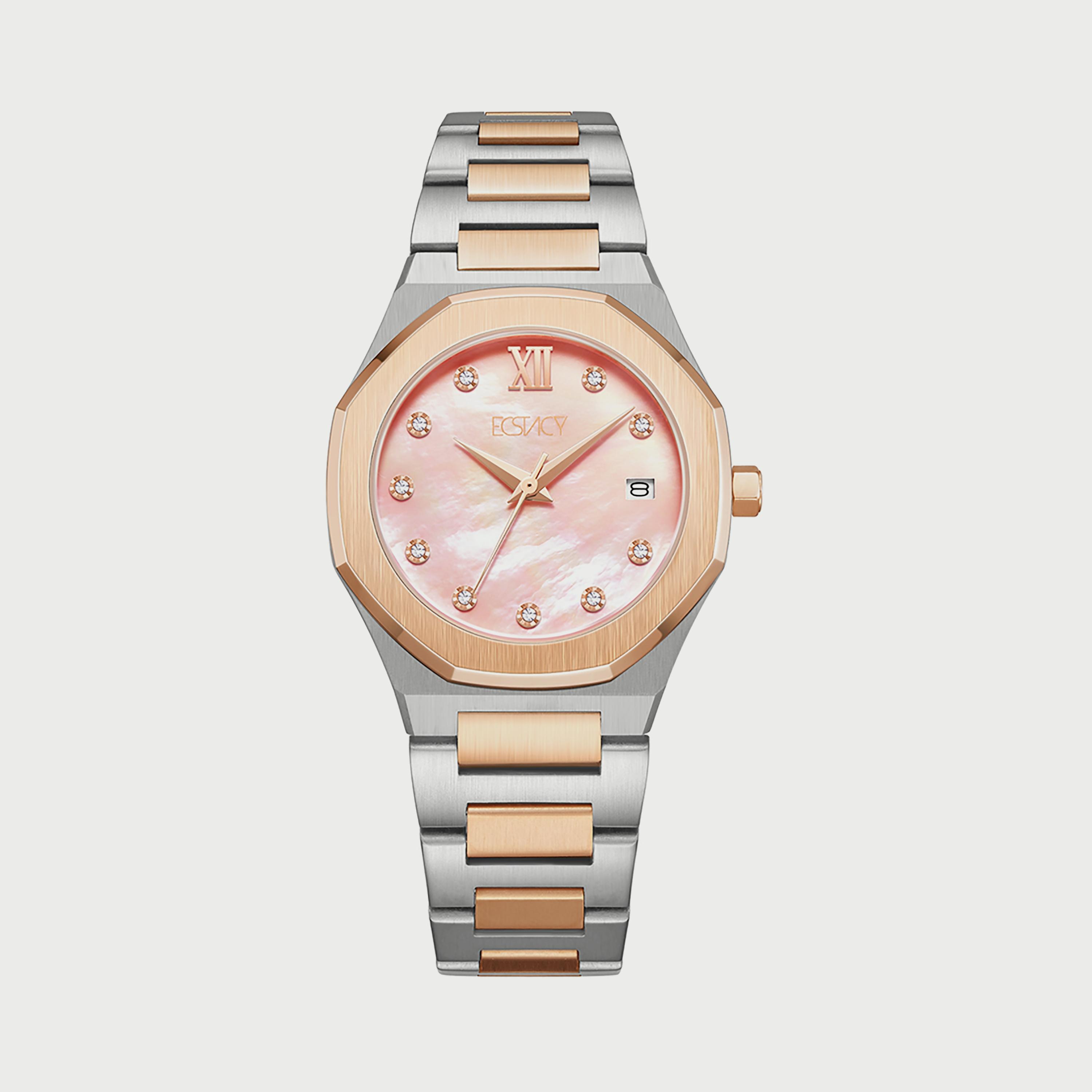  E22501-KBKKM ساعة إكستاسي للنساء أنالوج بسوار من الستانلس ستيل الذهبي الوردي والفضي-women-watchesandjewellery-watches-image-1