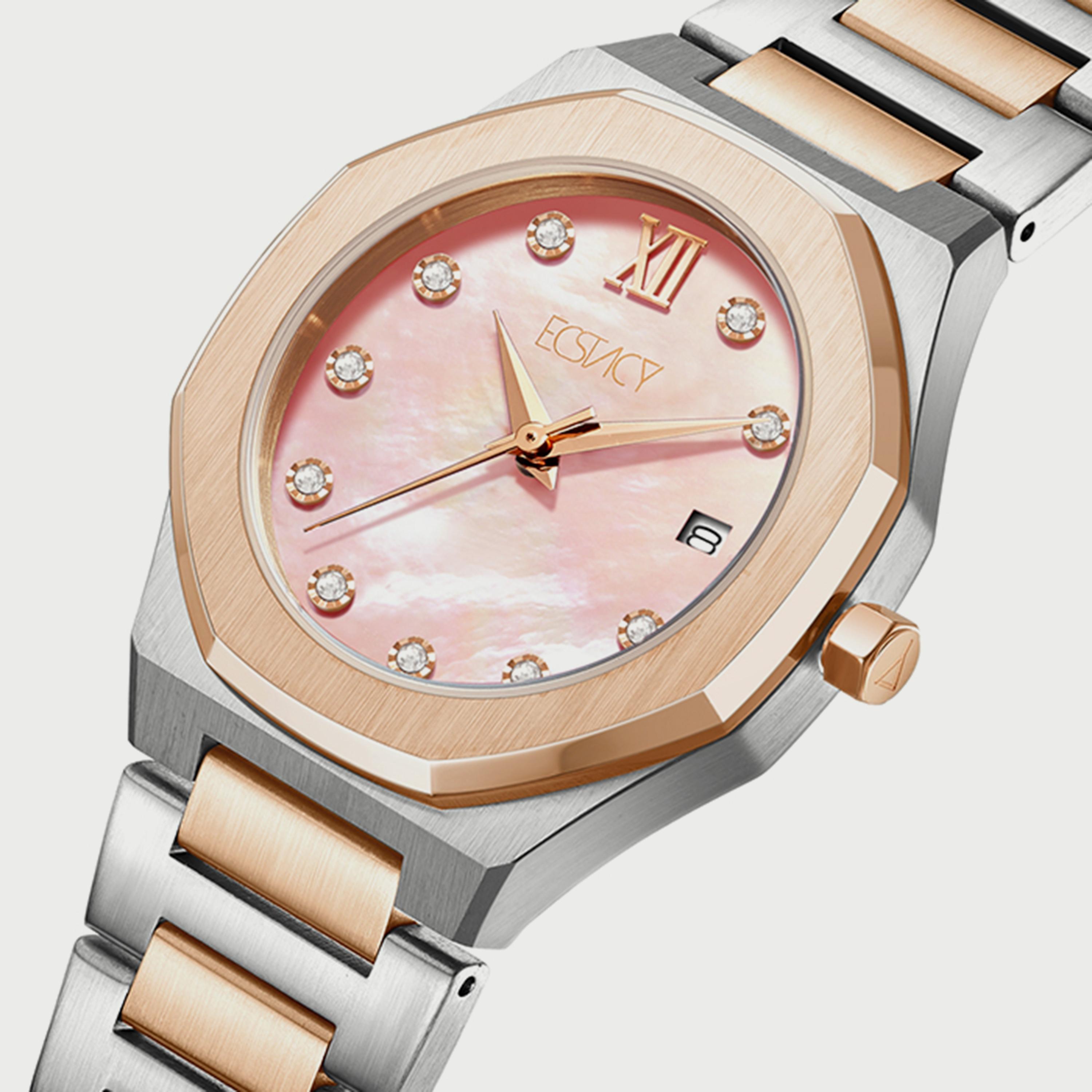 E22501-KBKKM ساعة إكستاسي للنساء أنالوج بسوار من الستانلس ستيل الذهبي الوردي والفضي-women-watchesandjewellery-watches-image-2