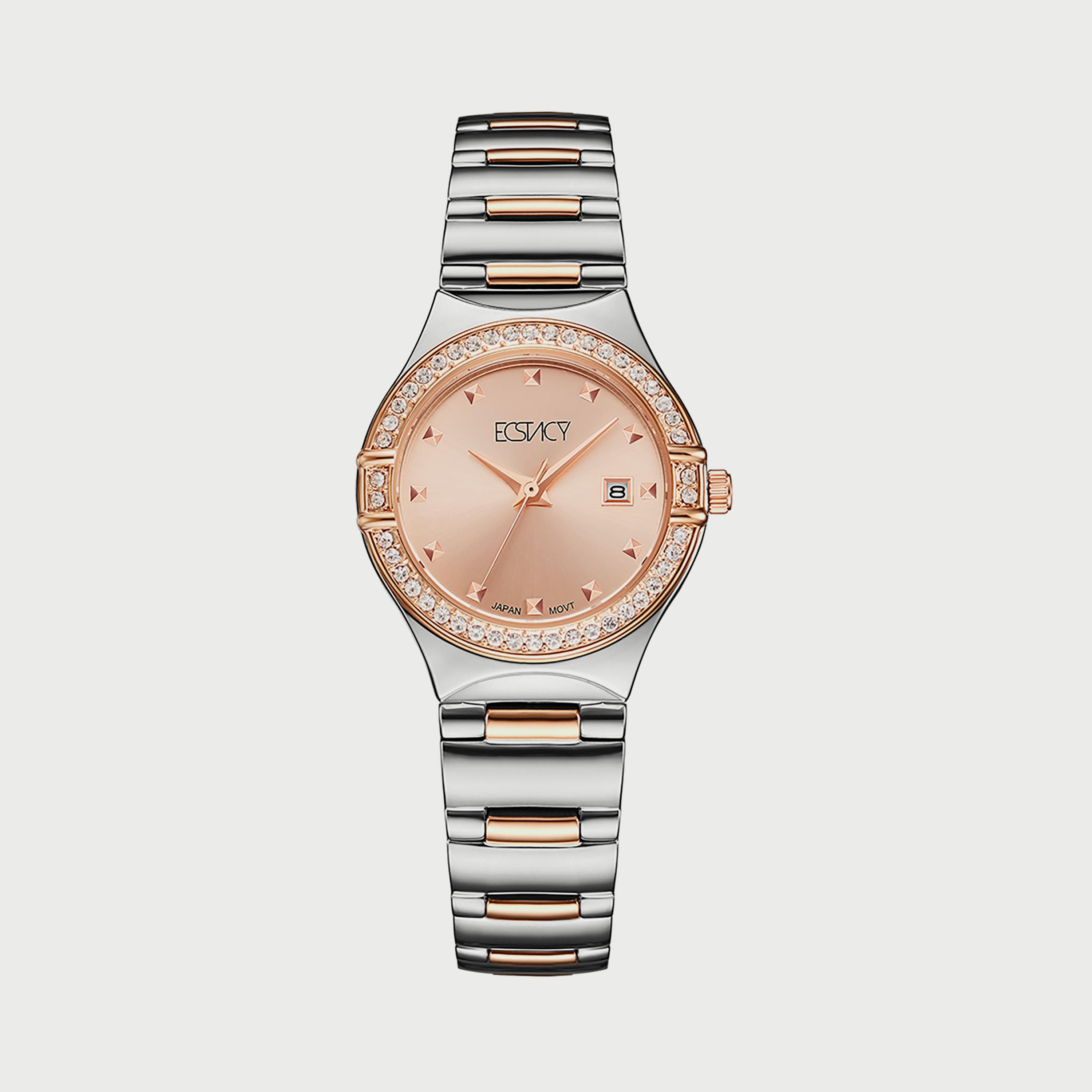  E6512-KBKK ساعة إكستاسي للنساء أنالوج بسوار من الستانلس ستيل الذهبي الوردي والفضي-women-watchesandjewellery-watches-image-1
