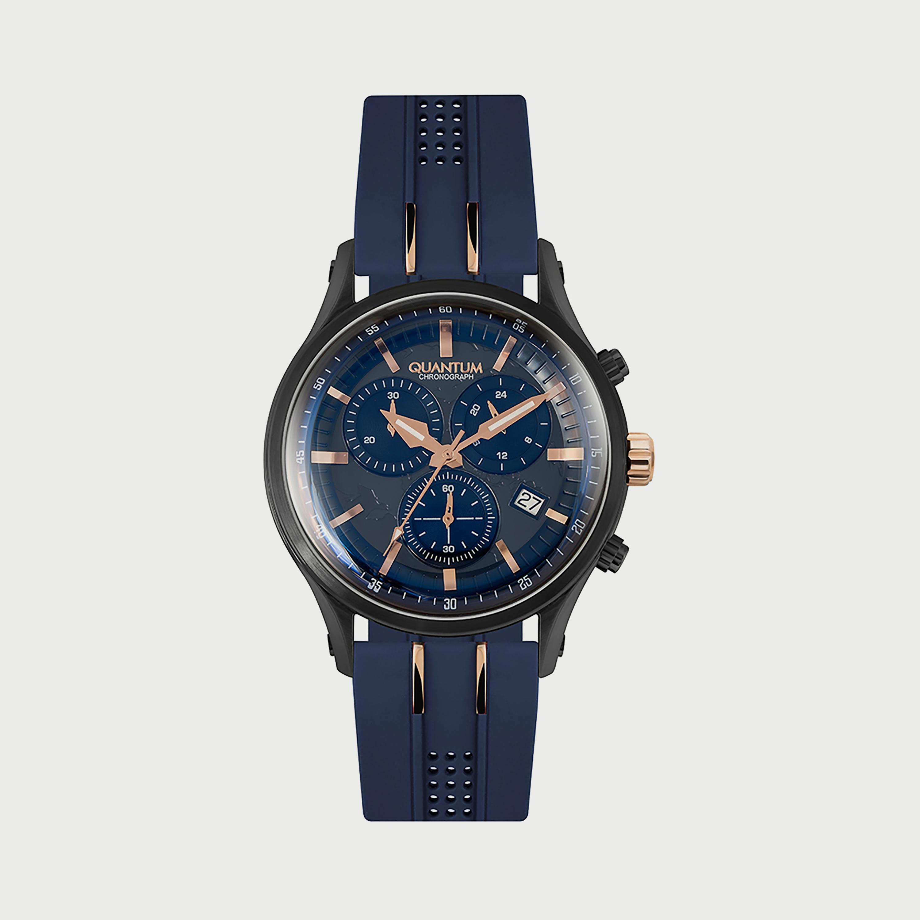 Quantum Men's Navy Chronograph Silicone Strap Watch PWG773.059-men-watchesandjewellery-watches-image-1