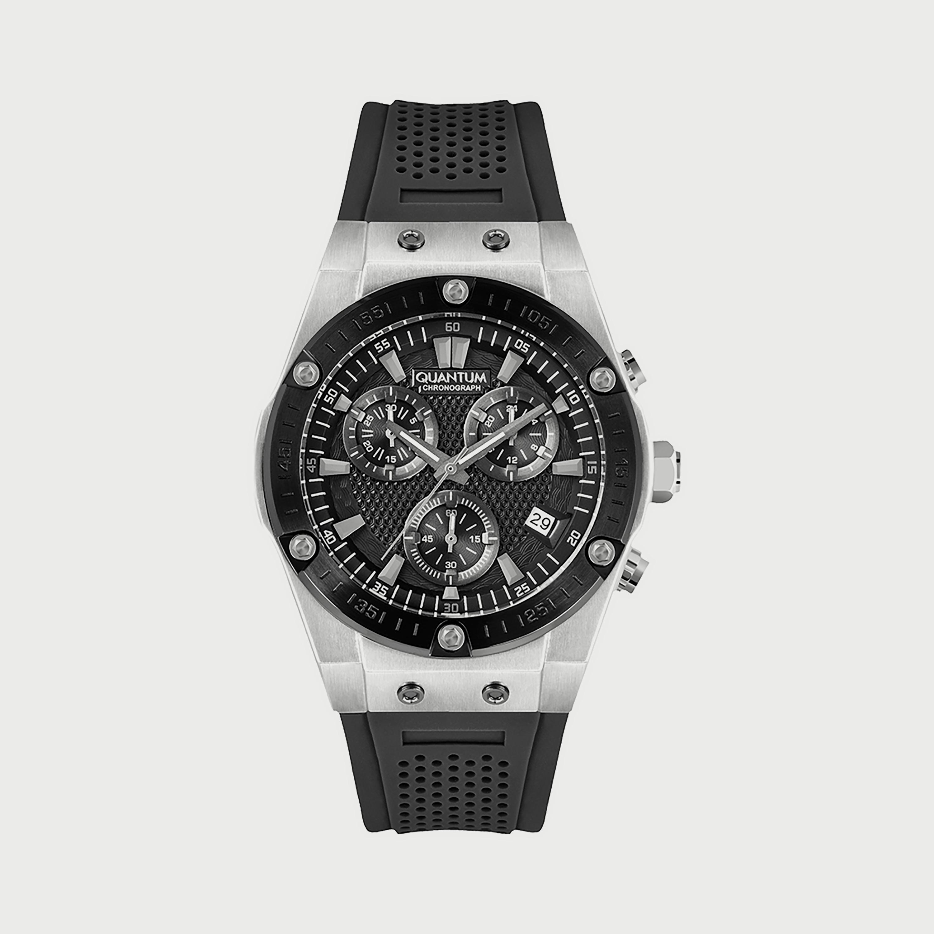 Quantum Men's Black Chronograph Silicone Strap Watch HNG819.351-men-watchesandjewellery-watches-image-1