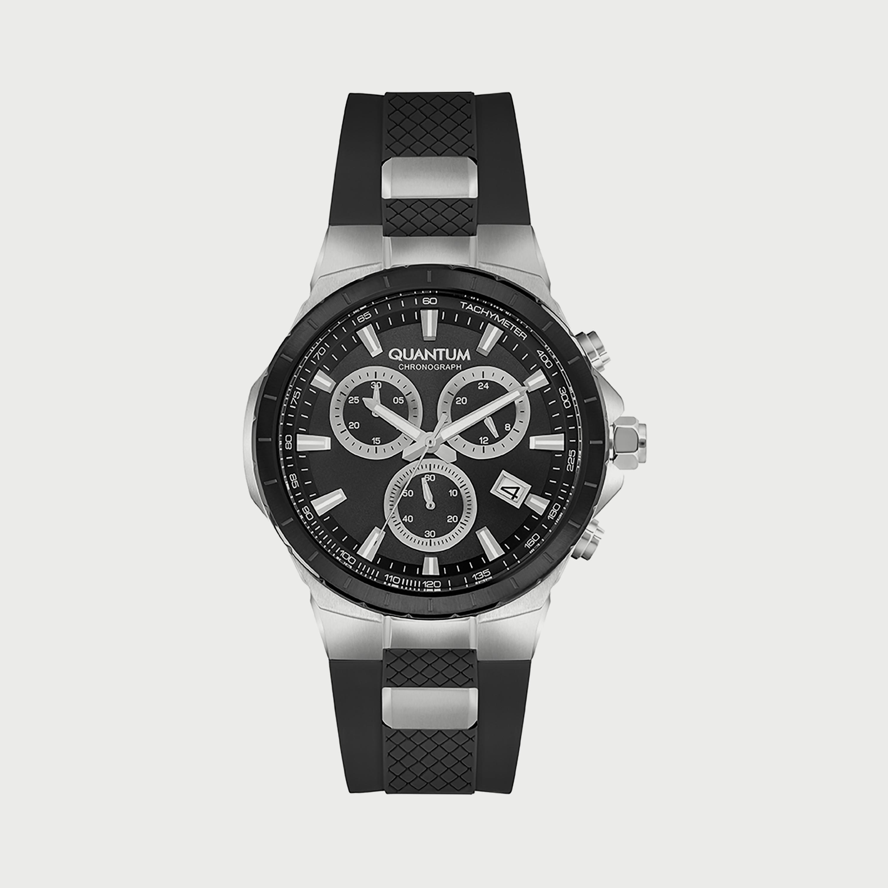 Quantum Men's Black Chronograph Silicone Strap Watch HNG814.351-men-watchesandjewellery-watches-image-1