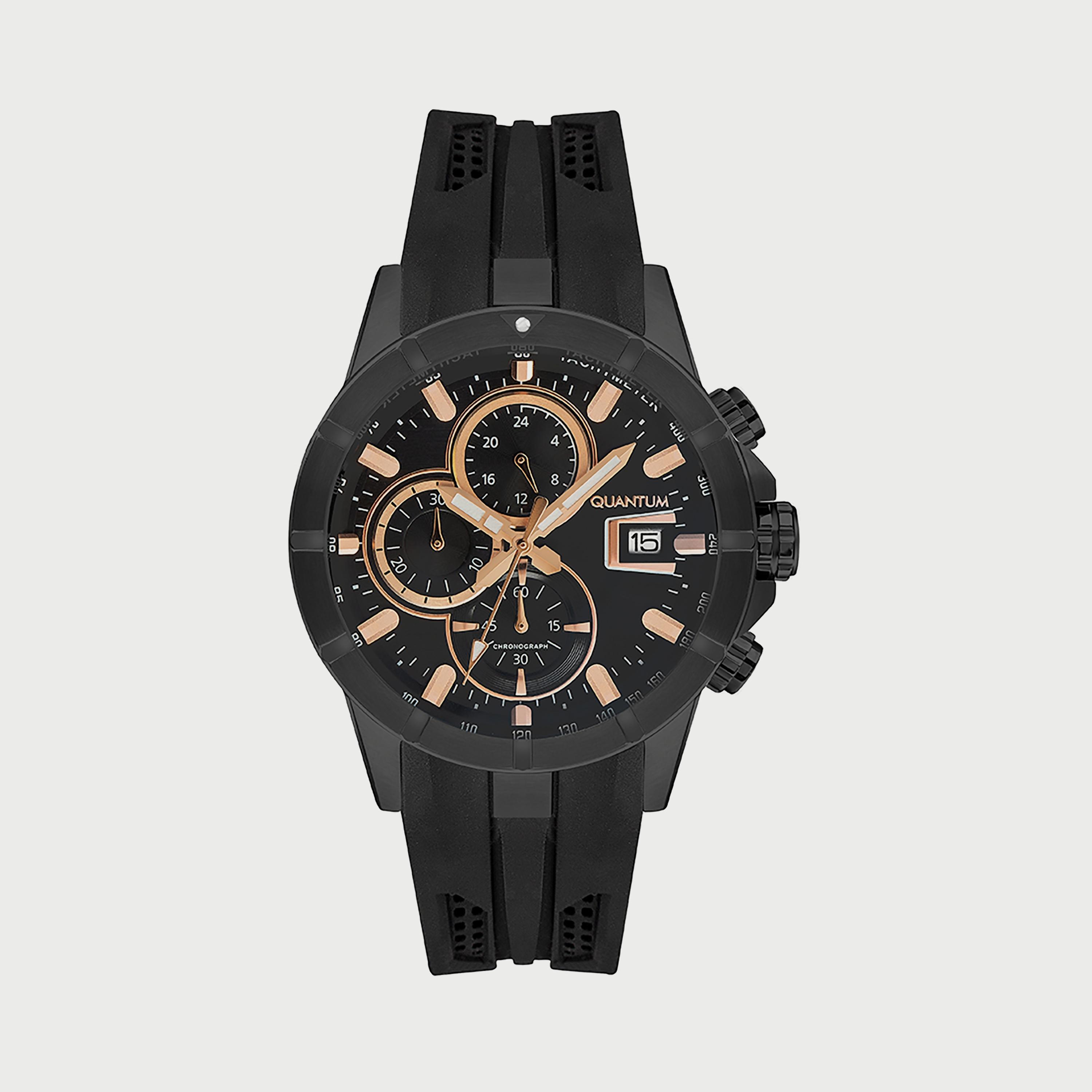Quantum Men's Black Chronograph Silicone Strap Watch HNG893.851-men-watchesandjewellery-watches-image-1