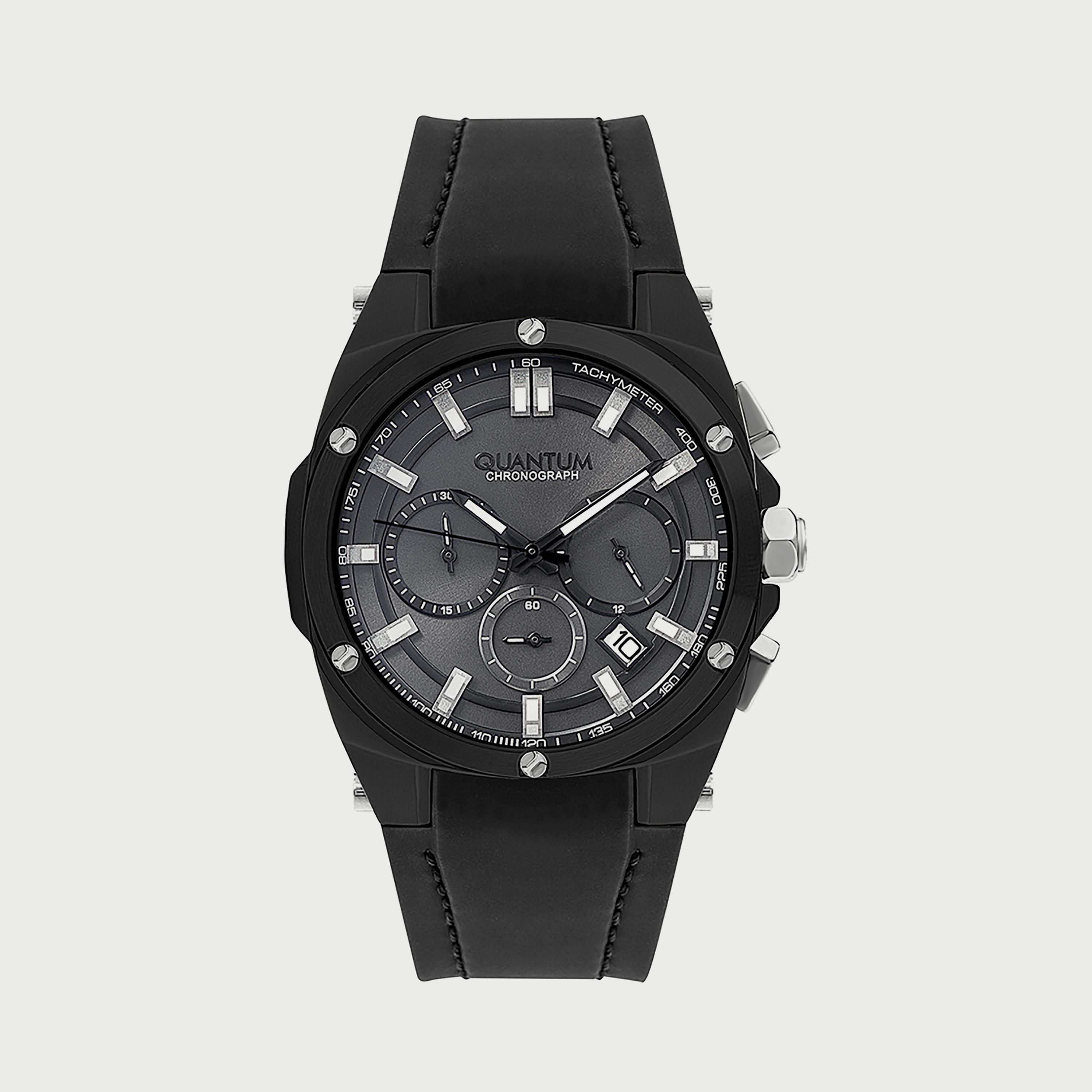  HNG905.661 ساعة من كوانتوم للرجال مزود بسوار سيليكون كرونوغراف أسود-men-watchesandjewellery-watches-image-1