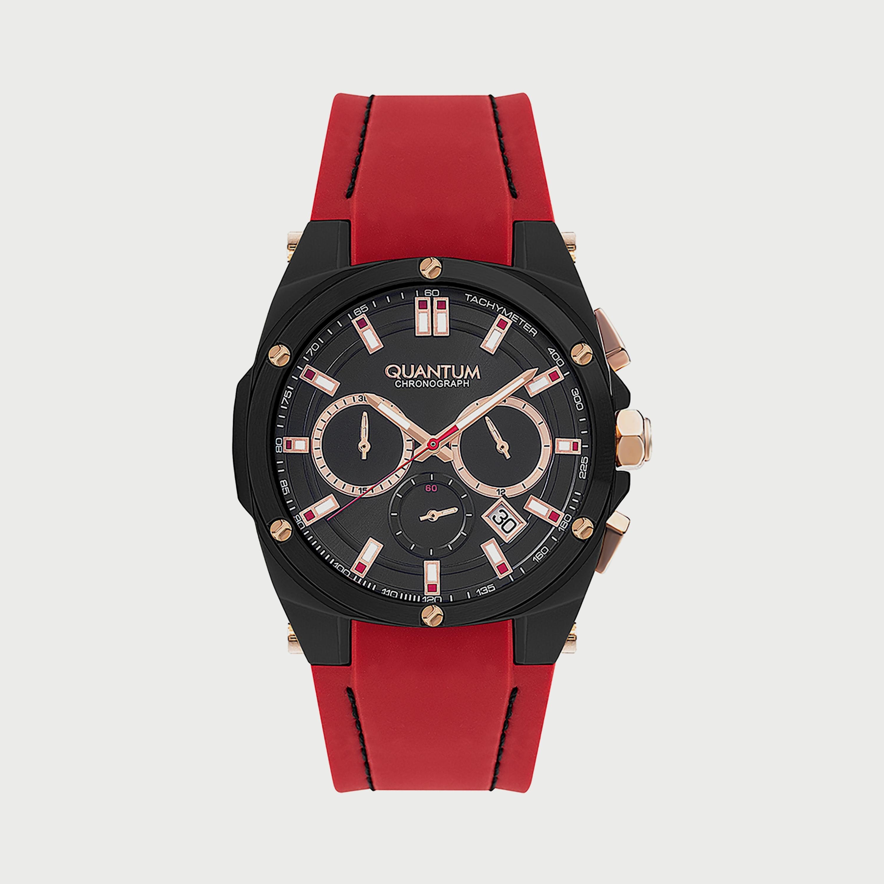  HNG905.658 ساعة من كوانتوم للرجال مزود بسوار سيليكون كرونوغراف أحمر-men-watchesandjewellery-watches-image-1