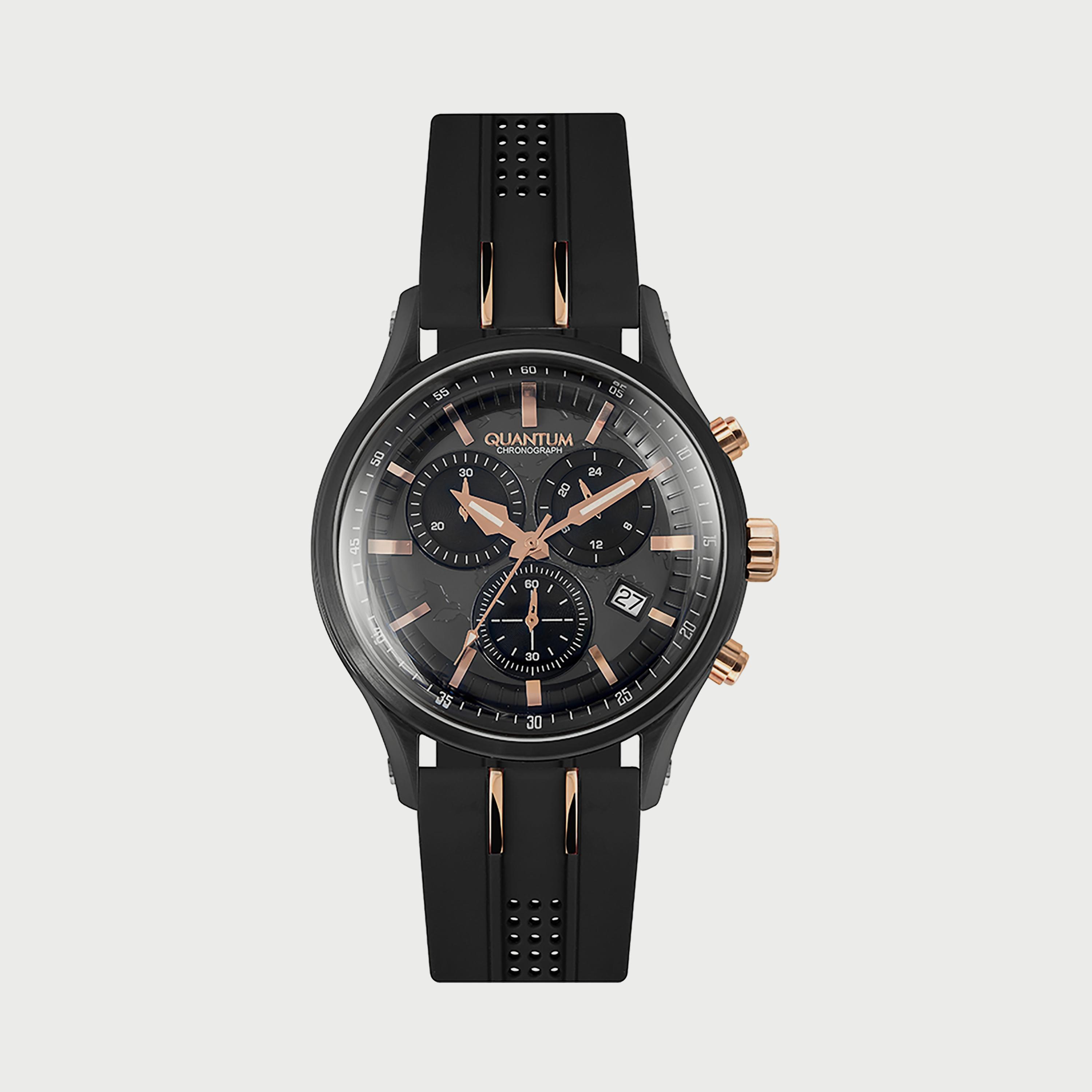 Quantum Men's Black Chronograph Silicone Strap Watch PWG773.651-men-watchesandjewellery-watches-image-1