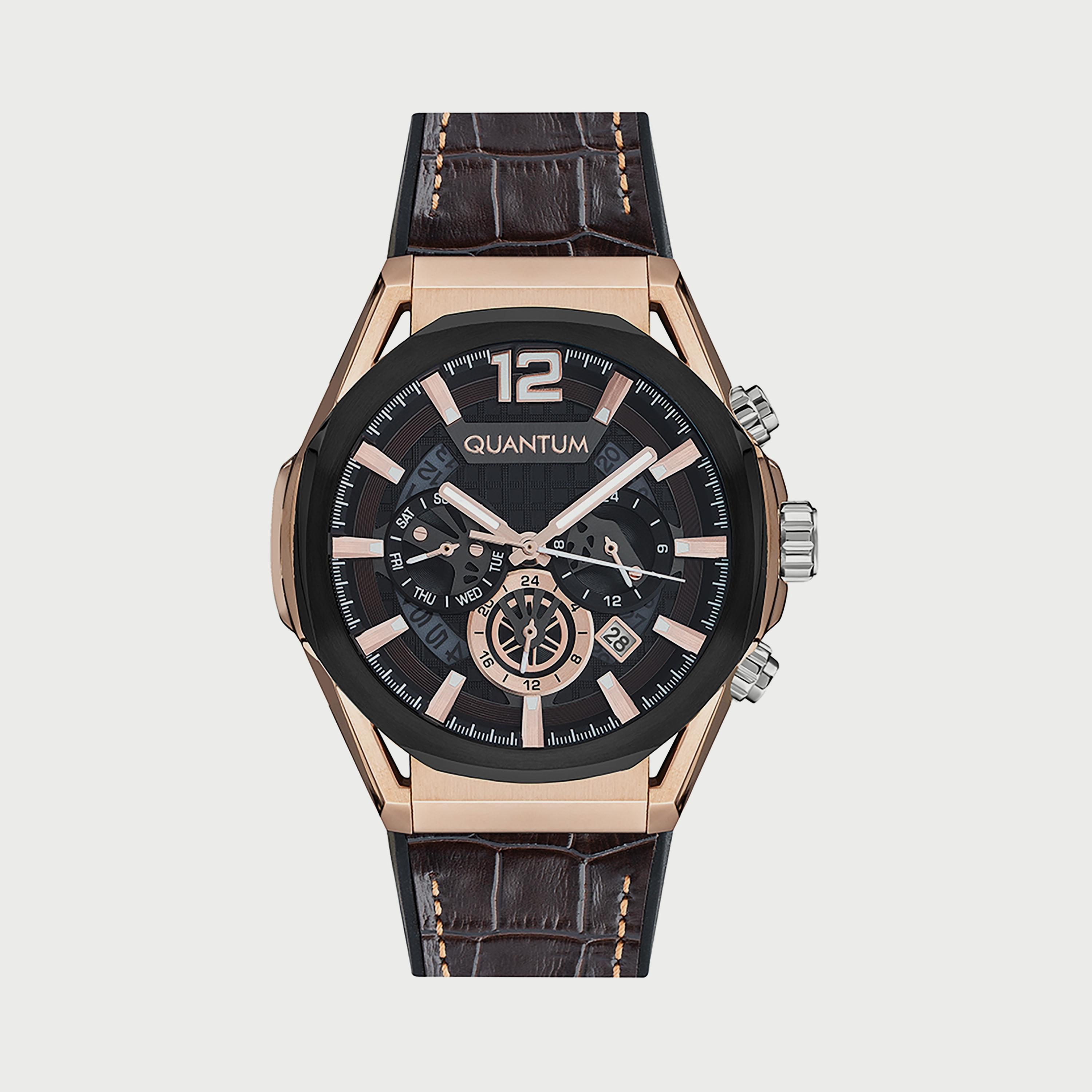  PWG970.852 ساعة للرجال من كوانتوم كرونوغراف بحزام سيليكون البني-men-watchesandjewellery-watches-image-1