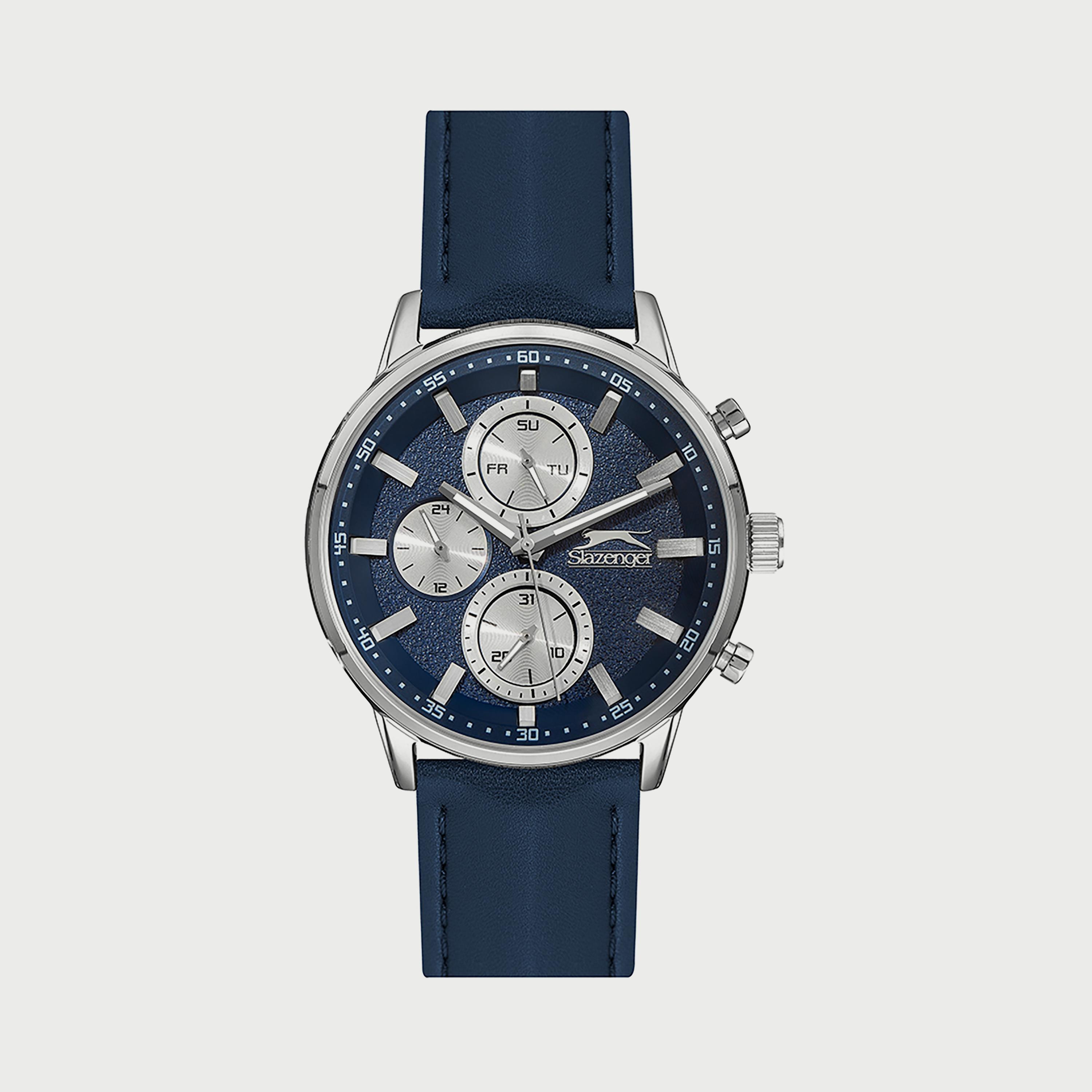Slazenger Men's Blue Chronograph Leather Strap Watch SL.9.6564.2.01-men-watchesandjewellery-watches-image-1