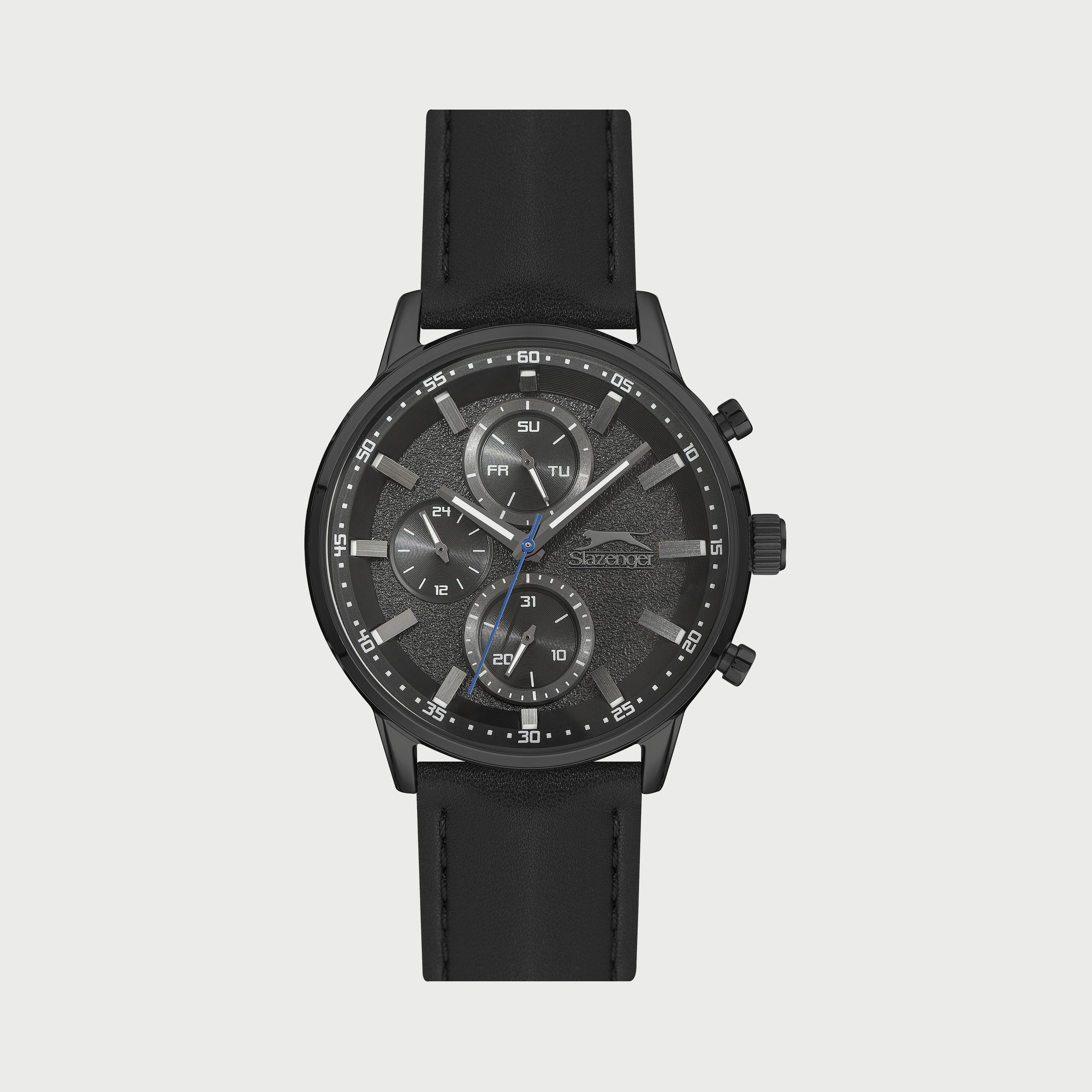 Slazenger Men's Black Chronograph Leather Strap Watch SL.9.6564.2.03-men-watchesandjewellery-watches-image-1