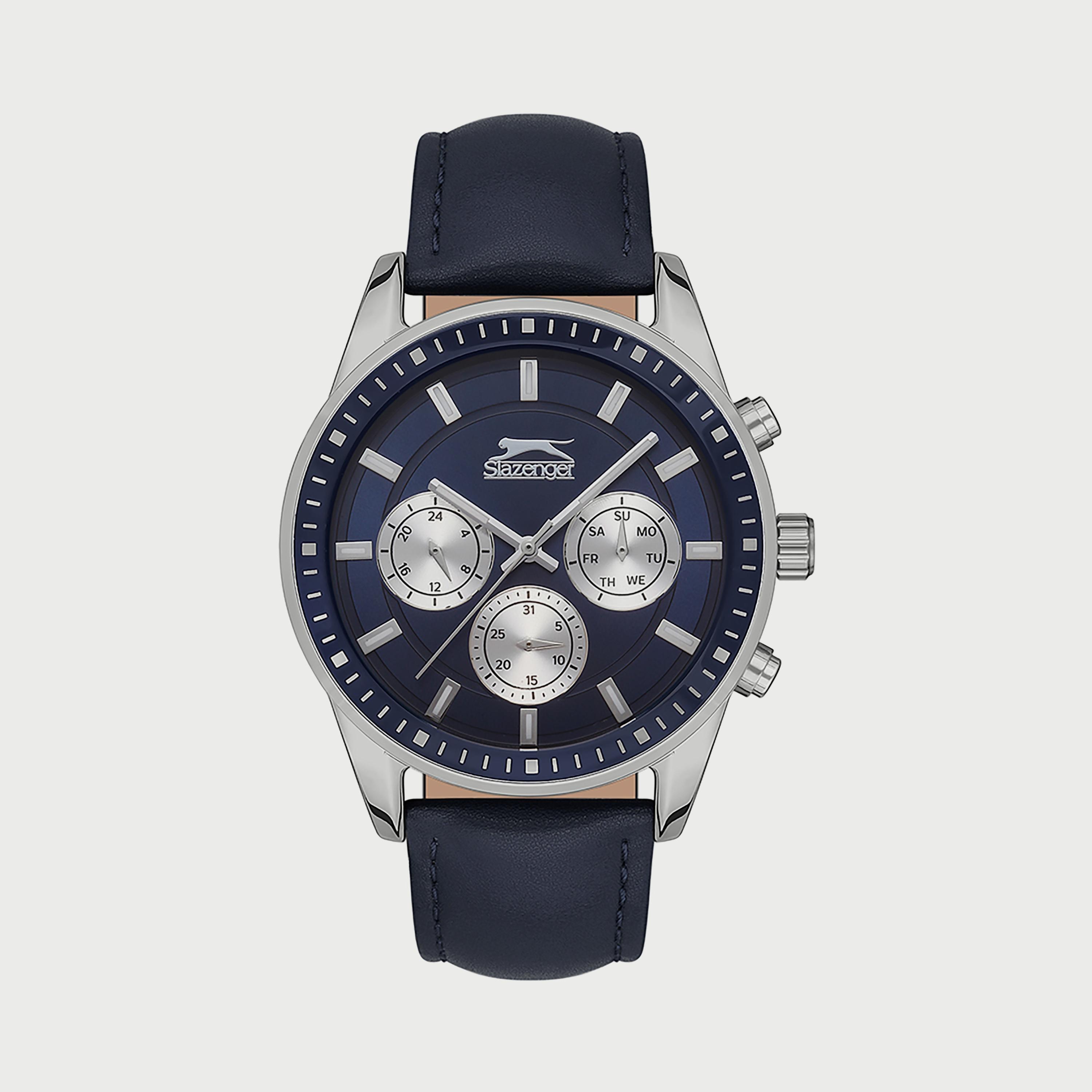 Slazenger Men's Blue Chronograph Leather Strap Watch SL.9.6562.2.02-men-watchesandjewellery-watches-image-1