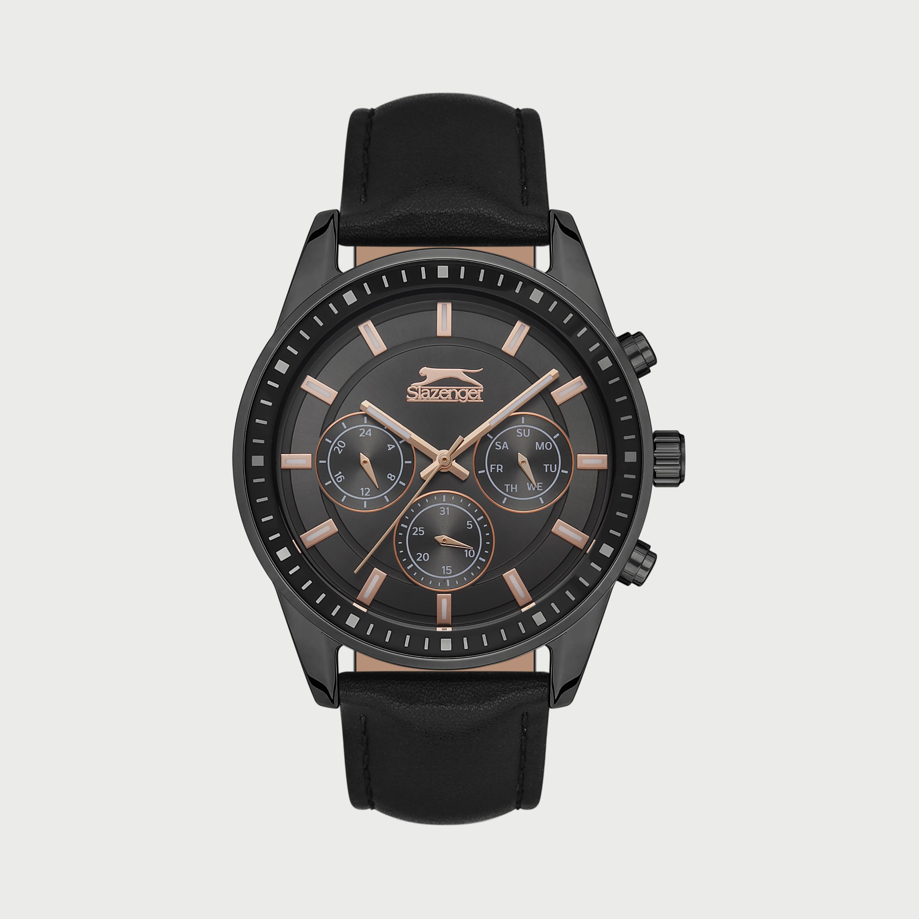 Slazenger Men's Black Chronograph Leather Strap Watch SL.9.6562.2.03-men-watchesandjewellery-watches-image-1