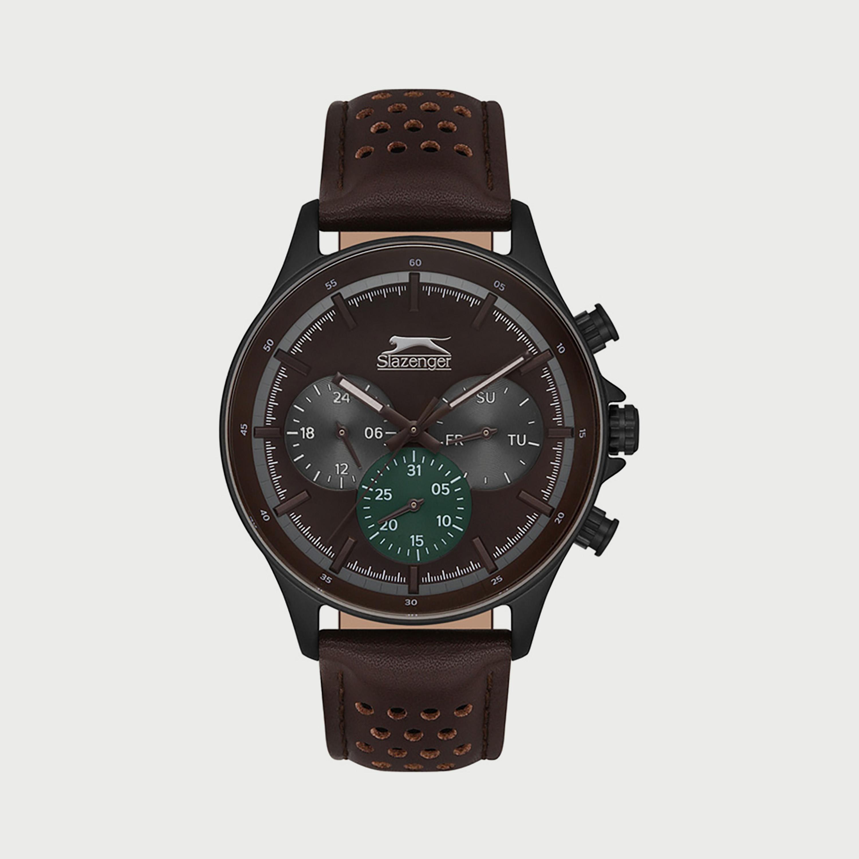 Slazenger Men's Brown Chronograph Leather Strap Watch SL.9.6519.2.03-men-watchesandjewellery-watches-image-1