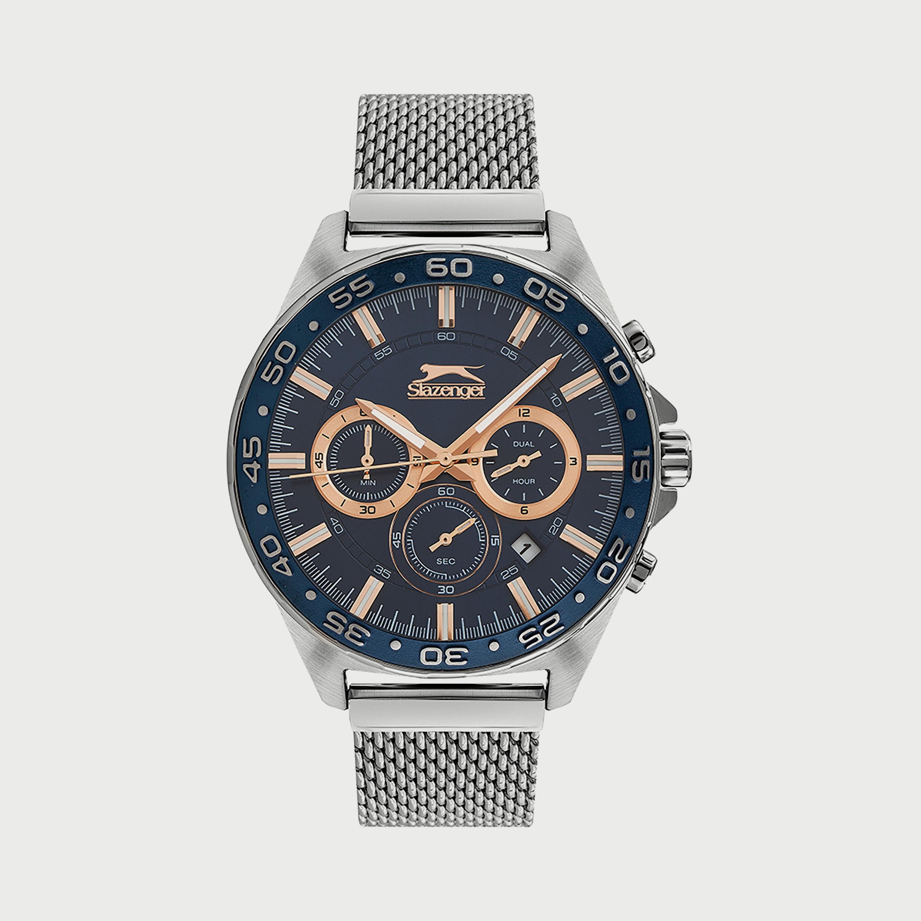 Slazenger Men's Silver Chronograph Mesh Strap Watch SL.9.6528.2.02-men-watchesandjewellery-watches-image-1
