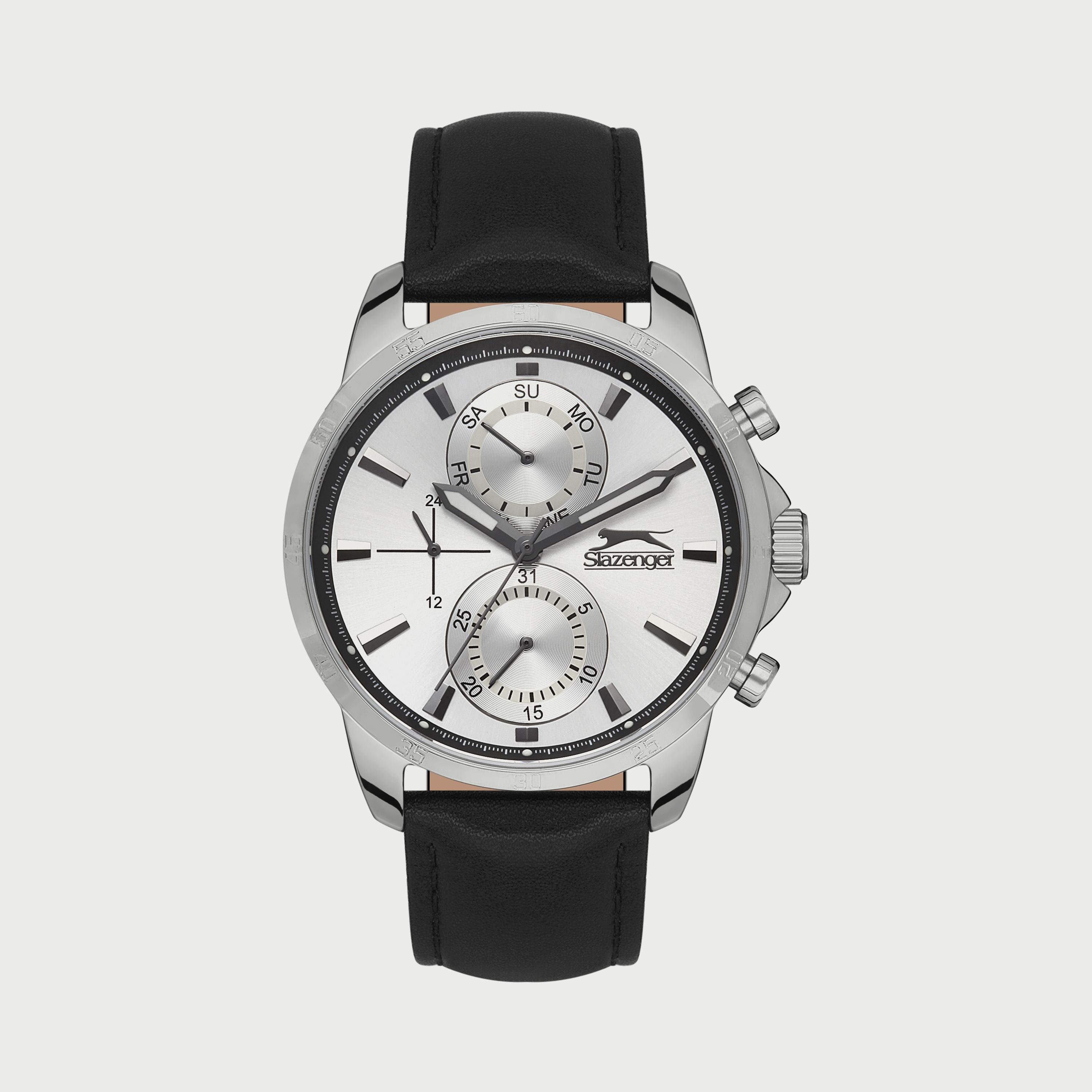 Slazenger Men's Black Chronograph Leather Strap Watch SL.9.6548.2.01-men-watchesandjewellery-watches-image-1