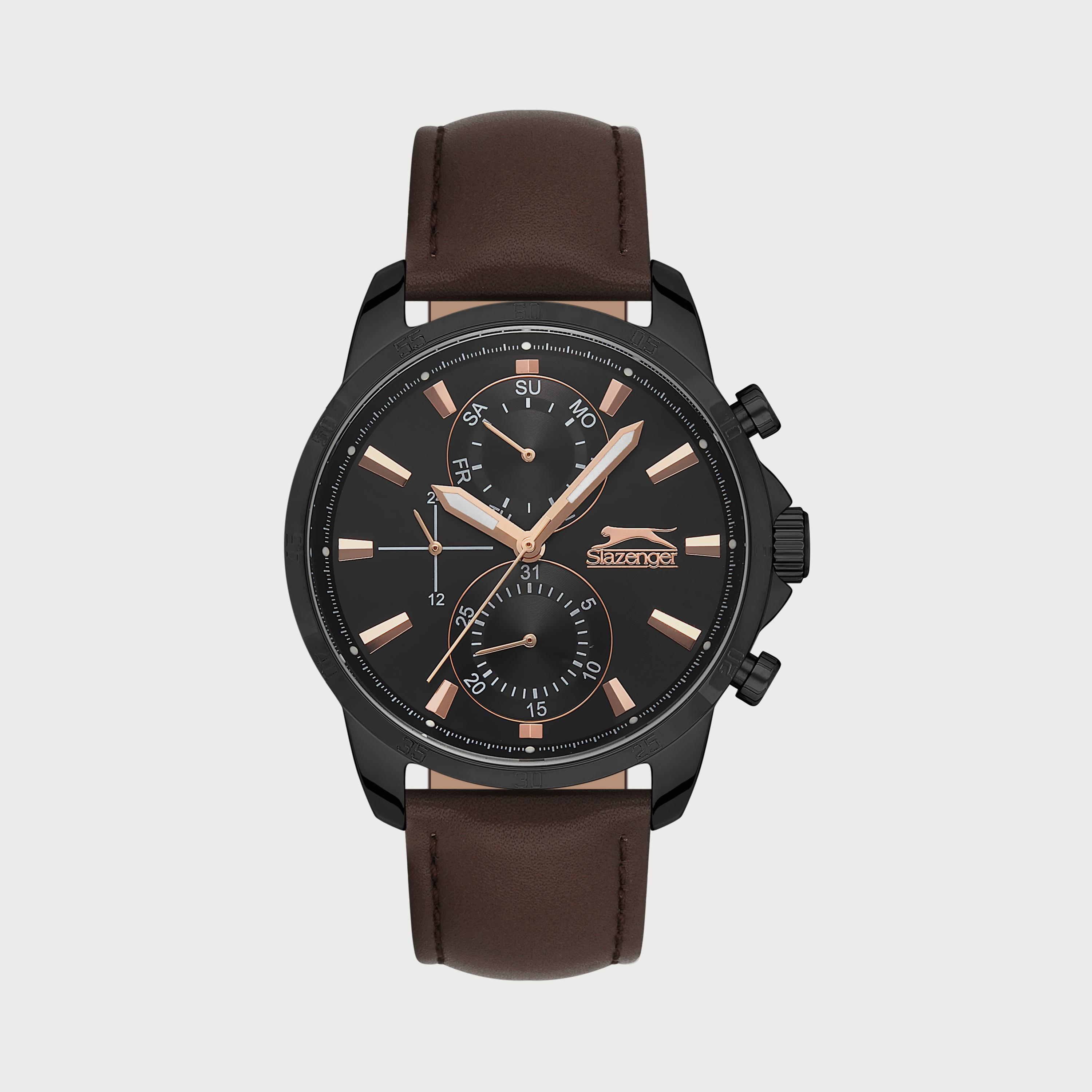Slazenger Men's Brown Chronograph Leather Strap Watch SL.9.6548.2.04-men-watchesandjewellery-watches-image-1