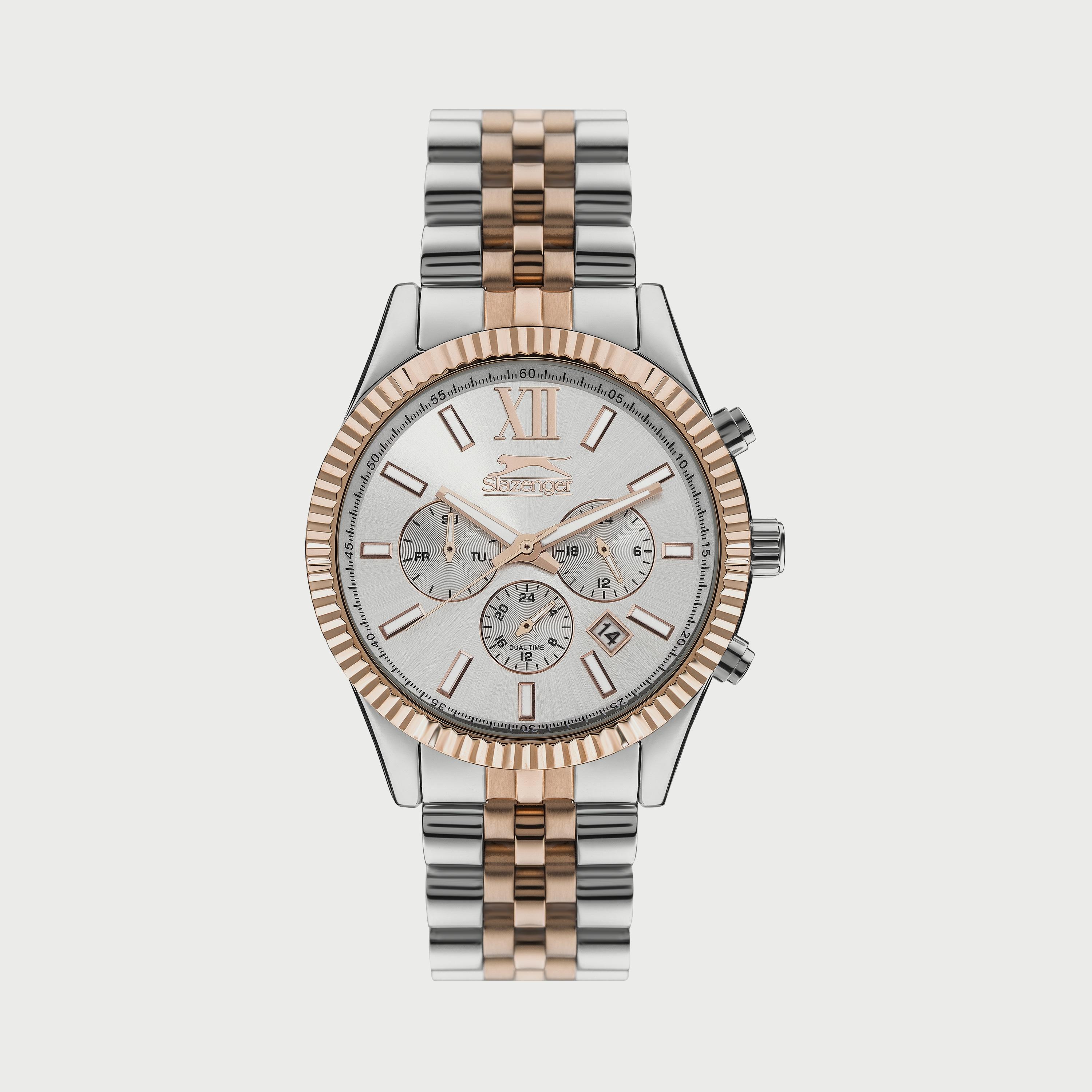 Slazenger Men's Silver & Rose Gold Chronograph Stainless Steel Strap Watch SL.9.6555.2.01-men-watchesandjewellery-watches-image-1