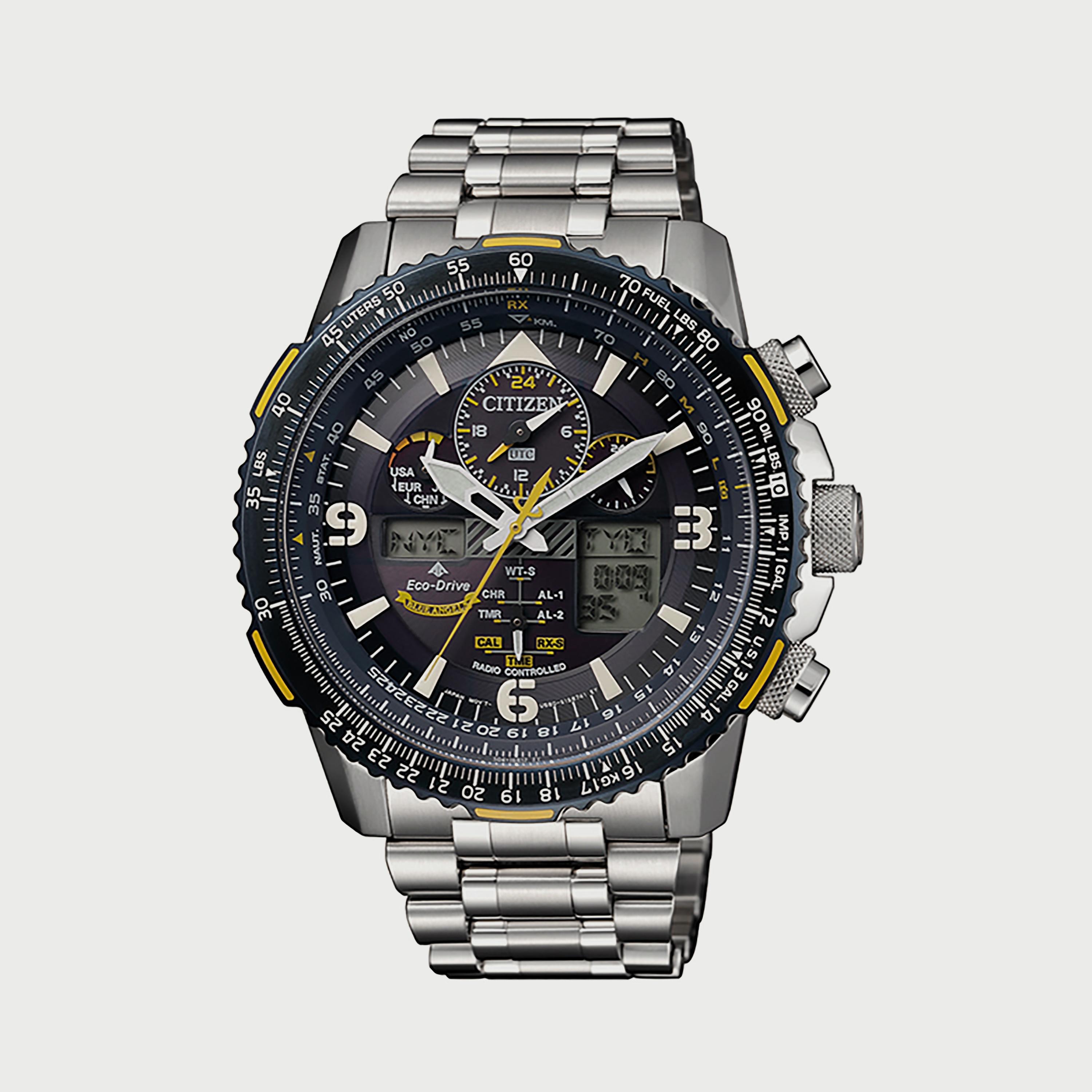  JY8078-52L ساعة سيتيزن بروماستر للرجال 46 ملم انالوج فضية/ رقمية بسوار ستانلس ستيل-men-watchesandjewellery-watches-image-1
