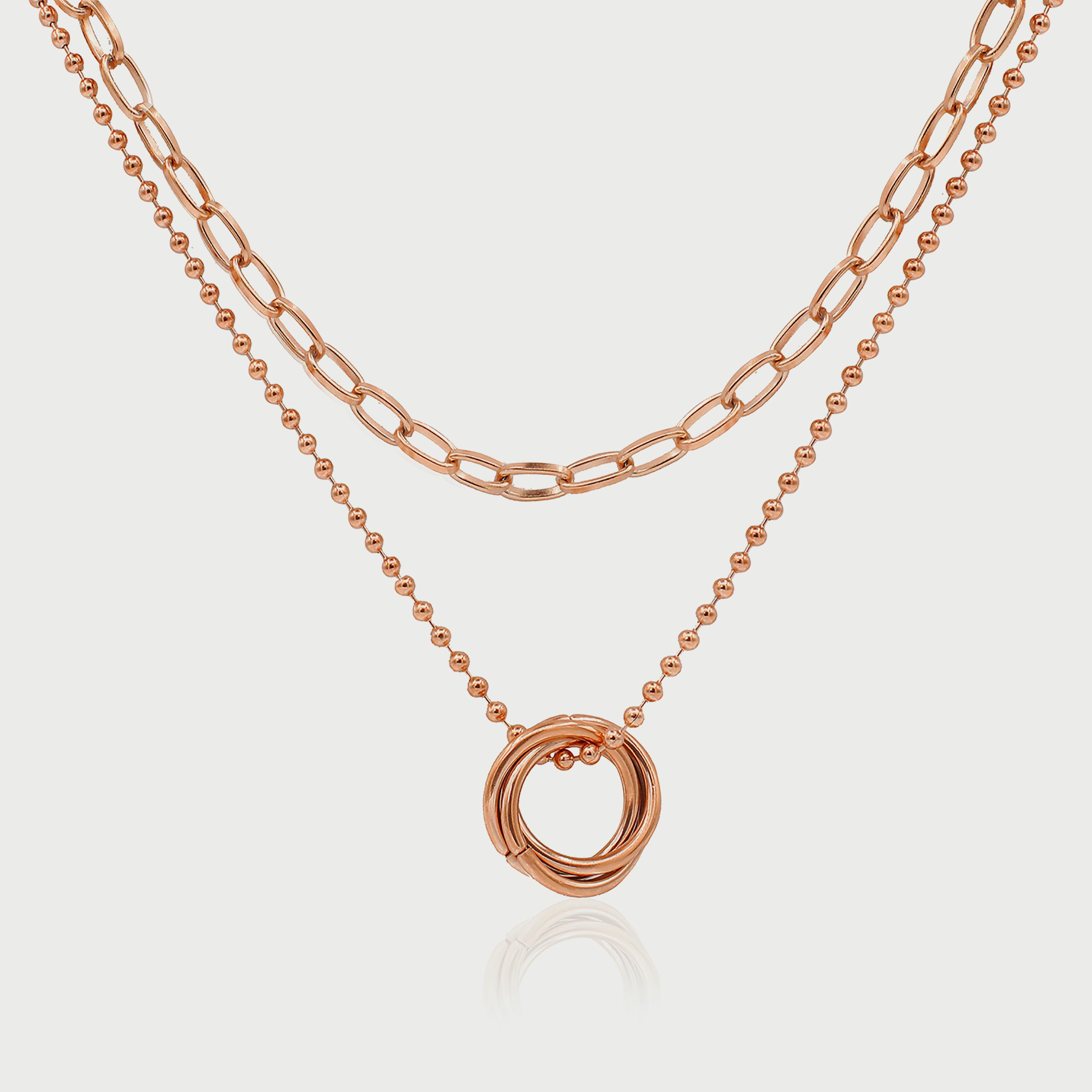  LC.N.01005.440 قلادة للنساء من لي كوبر سلاسل من الستانلس ستيل الذهبي الوردي-women-watchesandjewellery-jewellery-necklacesandpendants-image-1