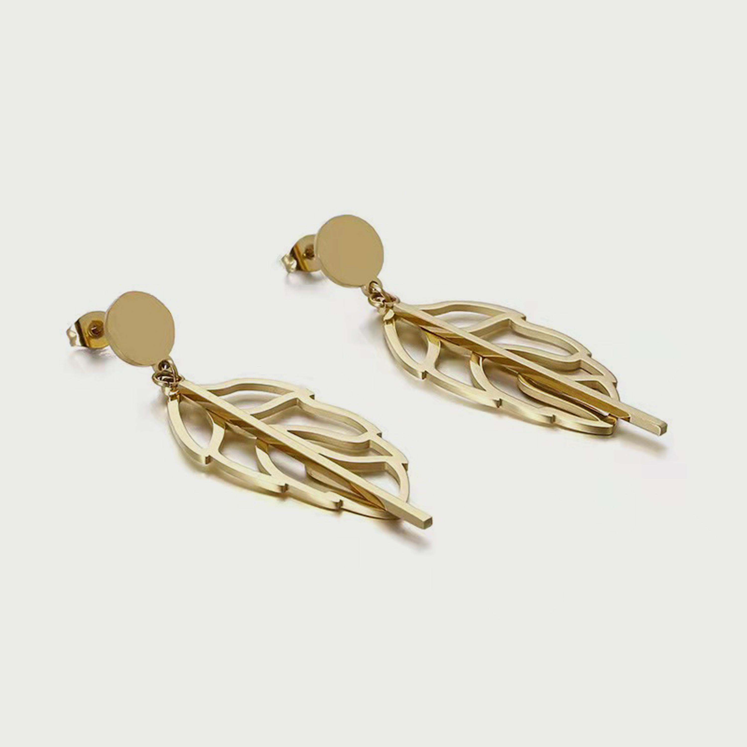 Lee Cooper Women's Gold Stainless Steel Drop Earrings LC.E.01067.110-women-watchesandjewellery-jewellery-earrings-image-1