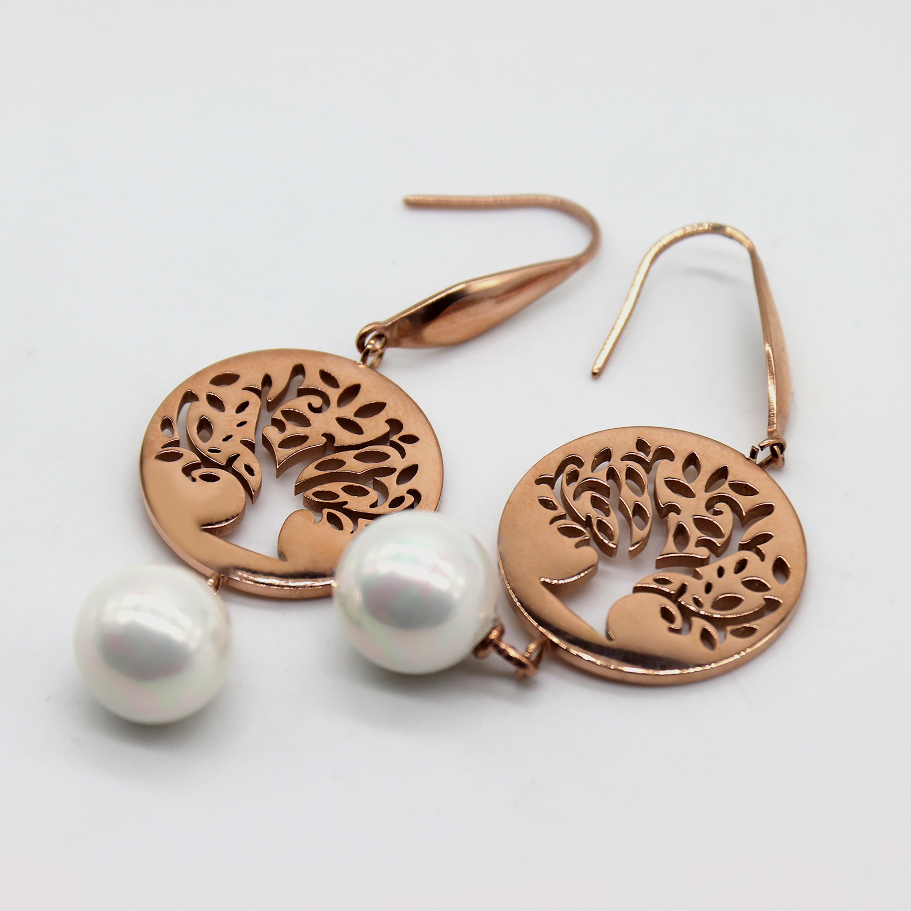  LC.E.01068.440 أأقراط معلقة للنساء من لي كوبر من الستانلس ستيل باللون الذهبي الوردي-women-watchesandjewellery-jewellery-earrings-image-1