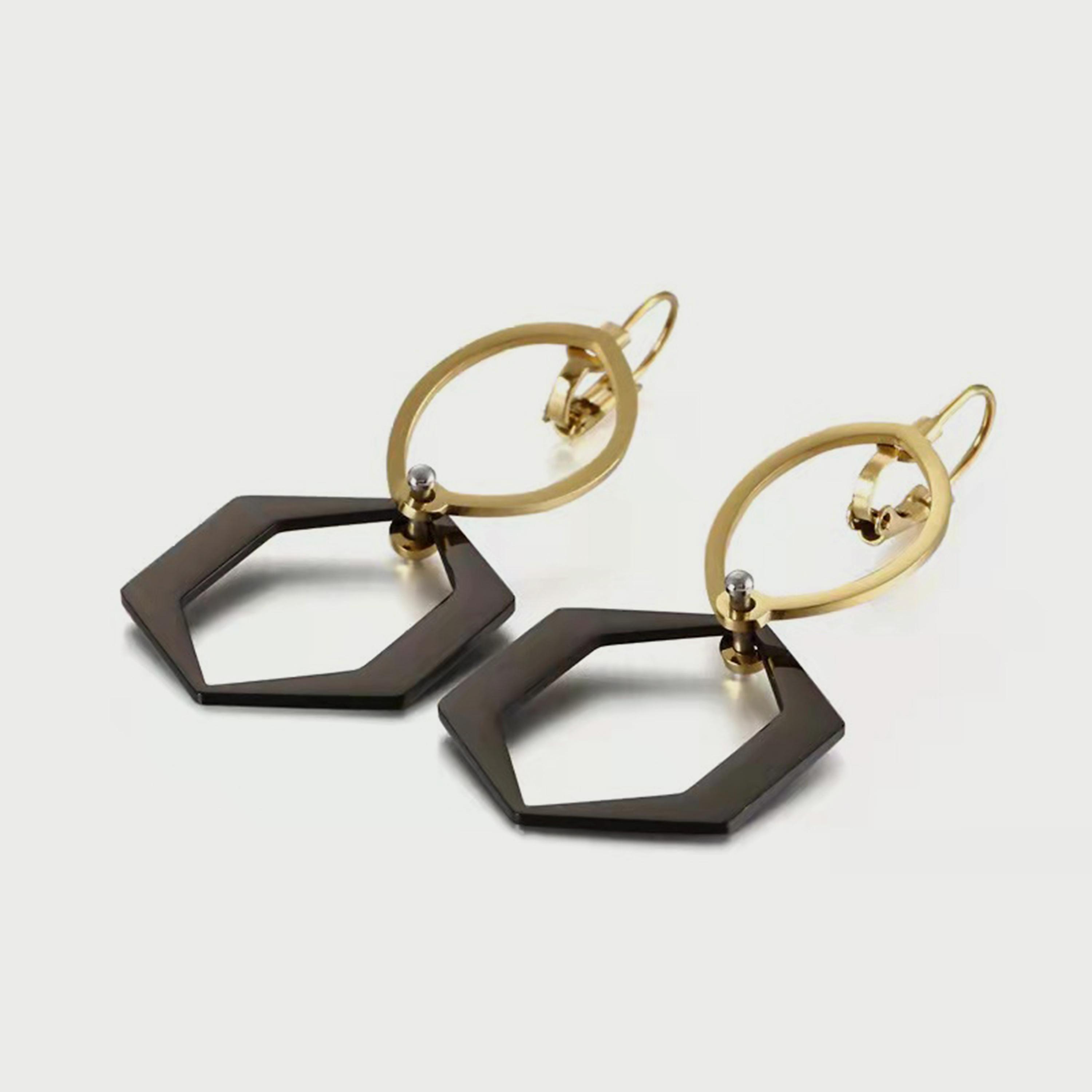 Lee Cooper Women's Gold & Black Stainless Steel Drop Earrings LC.E.01072.150-women-watchesandjewellery-jewellery-earrings-image-1