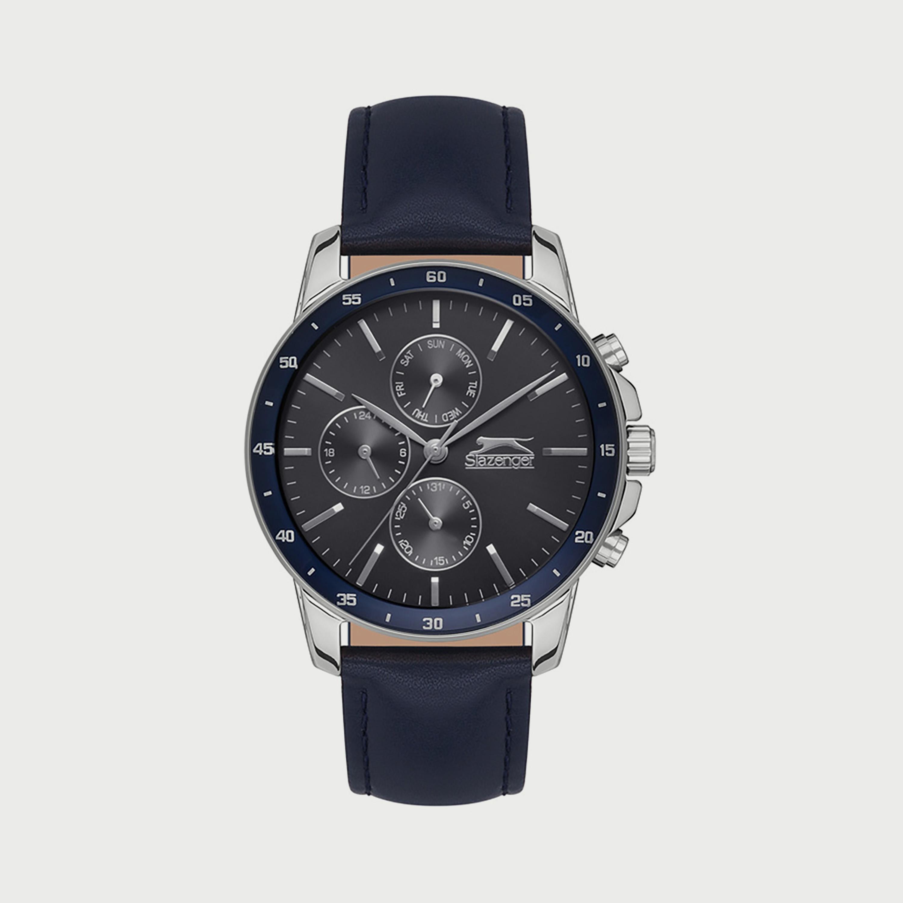 Slazenger Men's Blue Chronograph Leather Strap Watch SL.9.6525.2.03-men-watchesandjewellery-watches-image-1