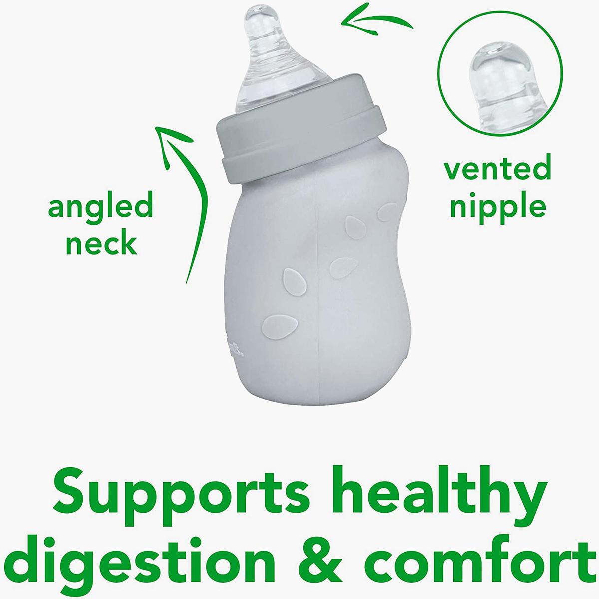 Green Sprouts Glass Feeding Bottle with Cover - 147 ml (0-12 months)-baby-feeding-feedingbottles-bottlesandteats-image-2