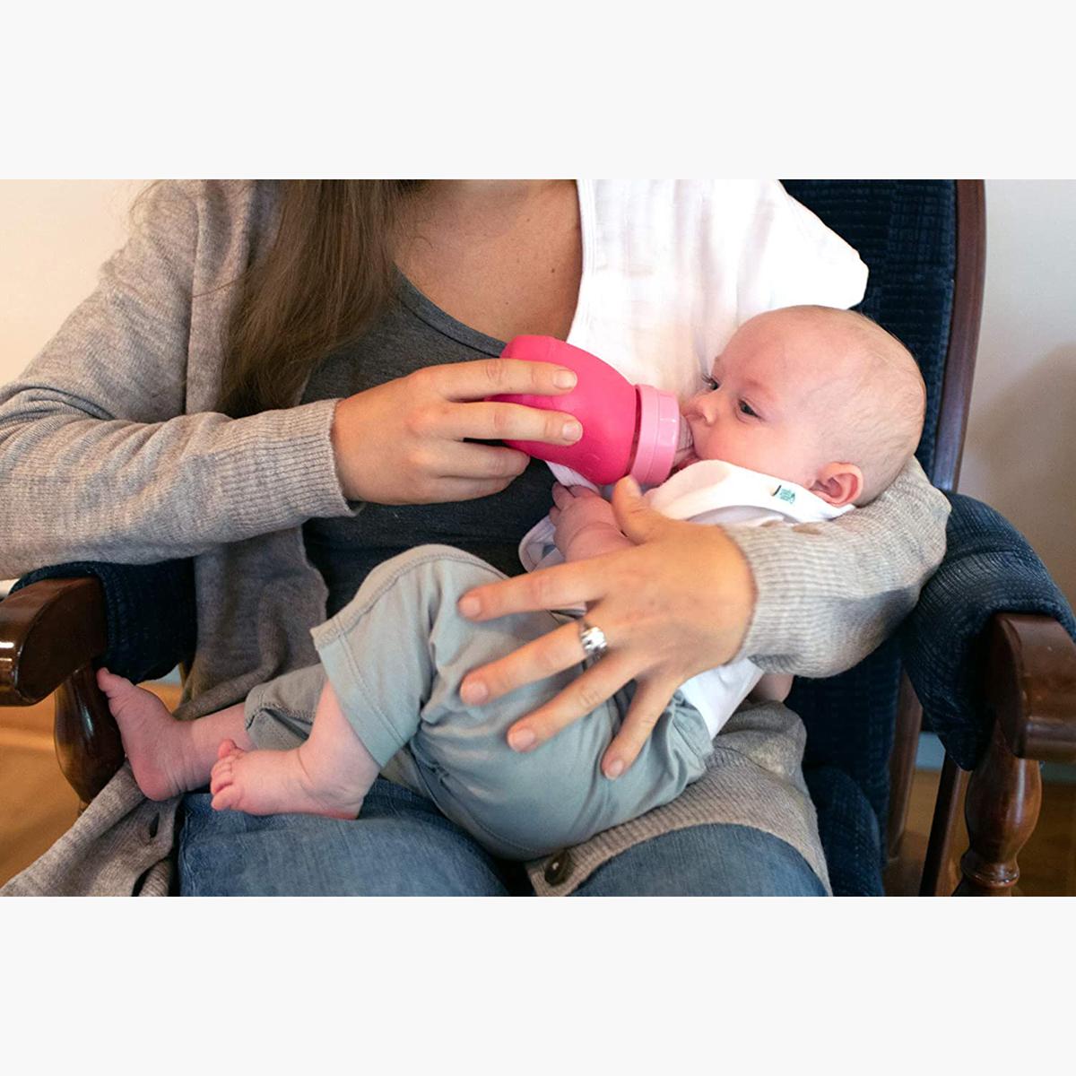 Green Sprouts Glass Feeding Bottle with Cover - 147 ml (0-12 months)-baby-feeding-feedingbottles-bottlesandteats-image-3