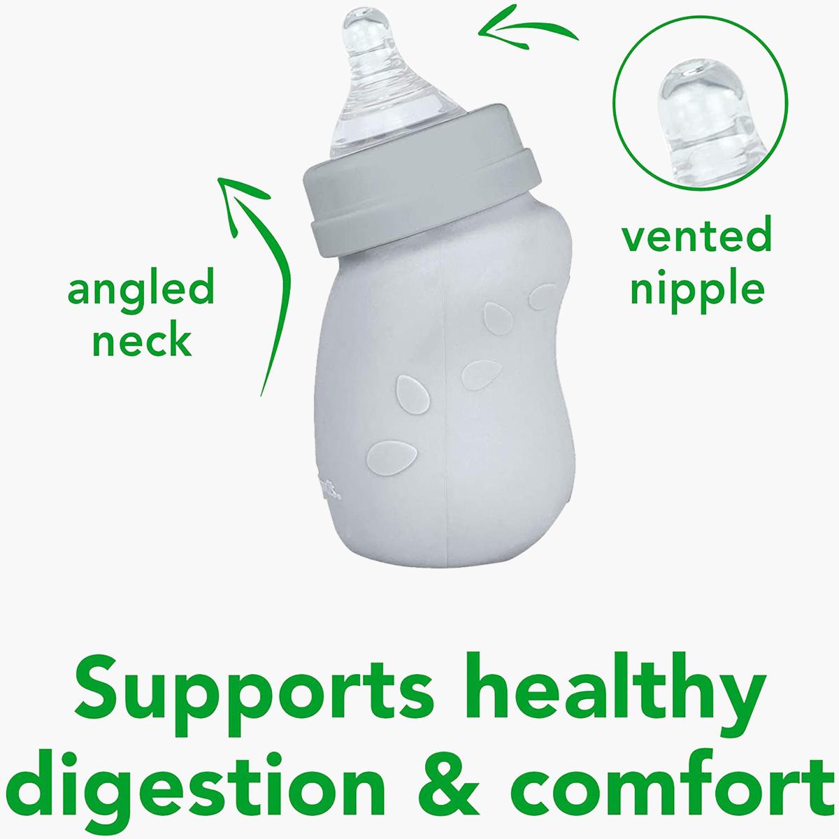 Green Sprouts Glass Feeding Bottle with Cover - 237 ml (0-12 months)-baby-feeding-feedingbottles-bottlesandteats-image-2