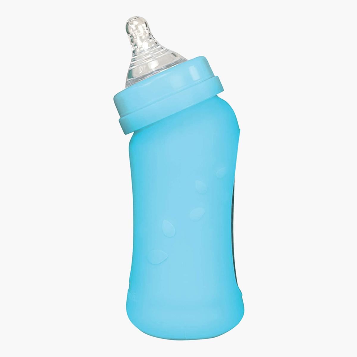 قارورة أطفال زجاج 237 مل بغطاء سيليكون من جرين سبراوتس - 0+ شهر-baby-feeding-feedingbottles-bottlesandteats-image-1