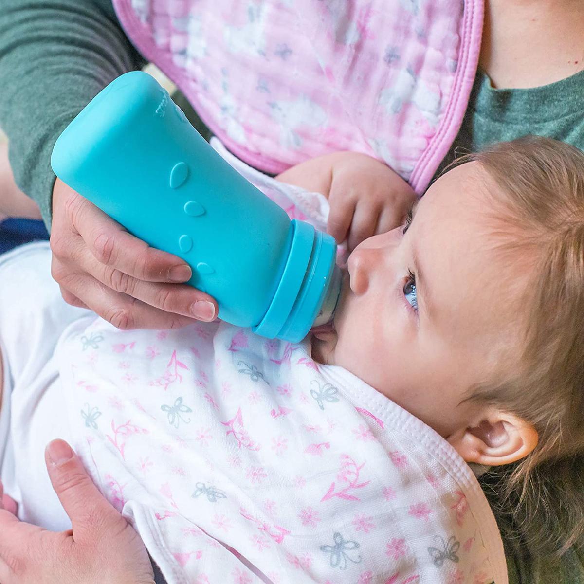 قارورة أطفال زجاج 237 مل بغطاء سيليكون من جرين سبراوتس - 0+ شهر-baby-feeding-feedingbottles-bottlesandteats-image-5