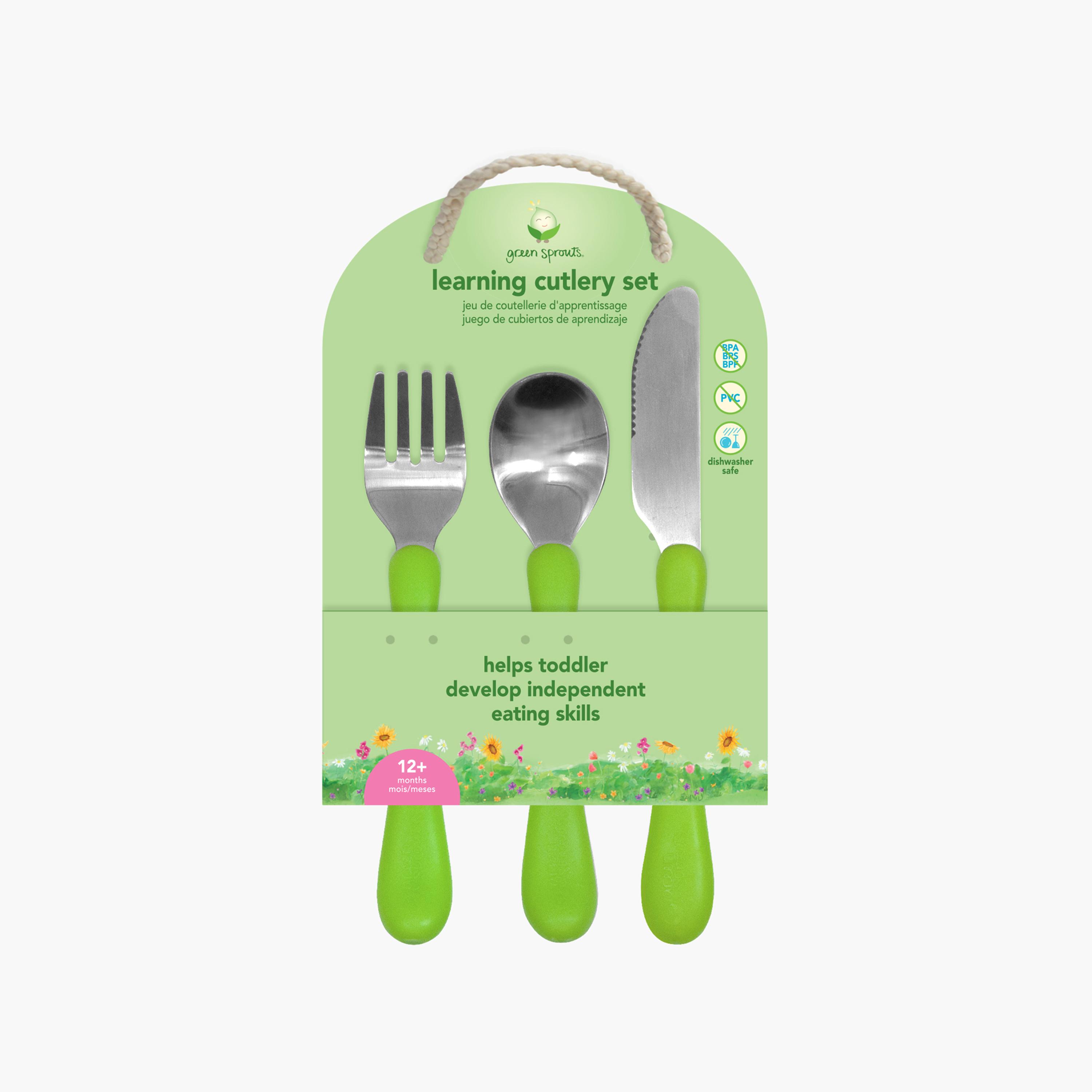 طقم أدوات مائدة تعليمية 3 قطع من جرين سبراوتس - 12 شهر فأكثر-baby-feeding-mealtimeessentials-image-1