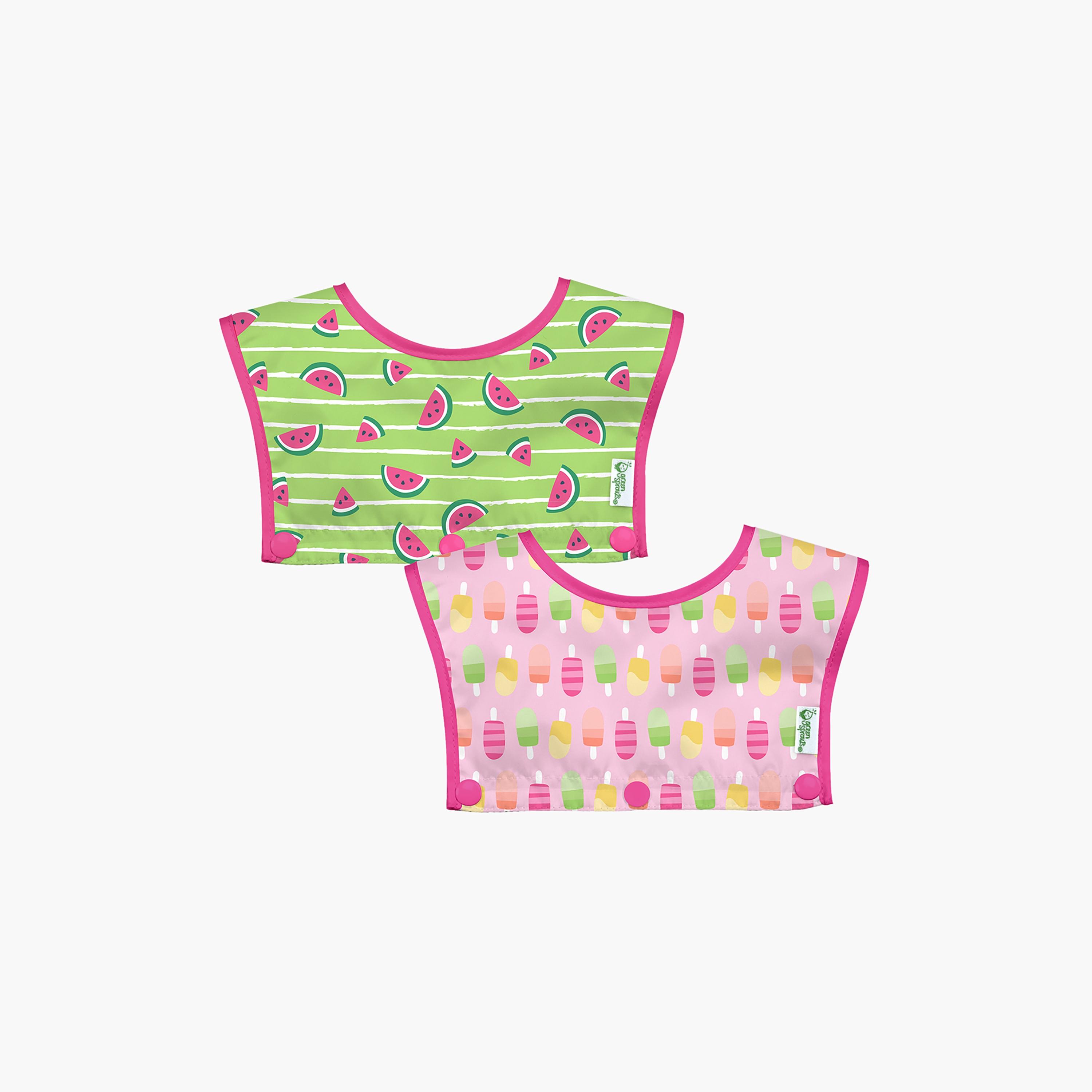 Green Sprouts 2-Piece Printed Waterproof Top Food-Catcher Bib Set - 6-18 months-baby-feeding-bibs-image-1