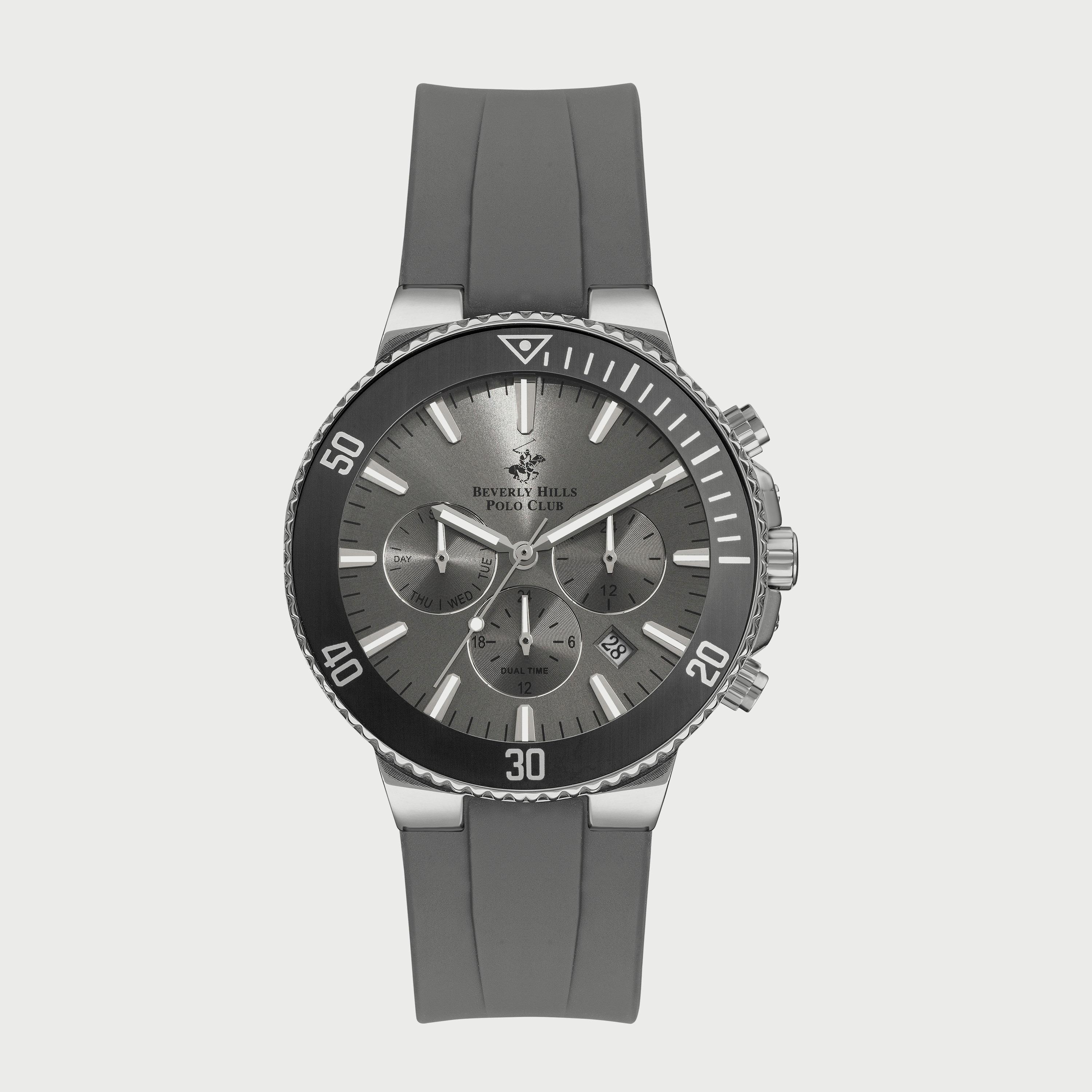 بيفرلي هيلز بولو كلوب ساعة للرجال كرونوغراف بسوار سيليكون رمادية BP3248X-356-men-watchesandjewellery-watches-image-1