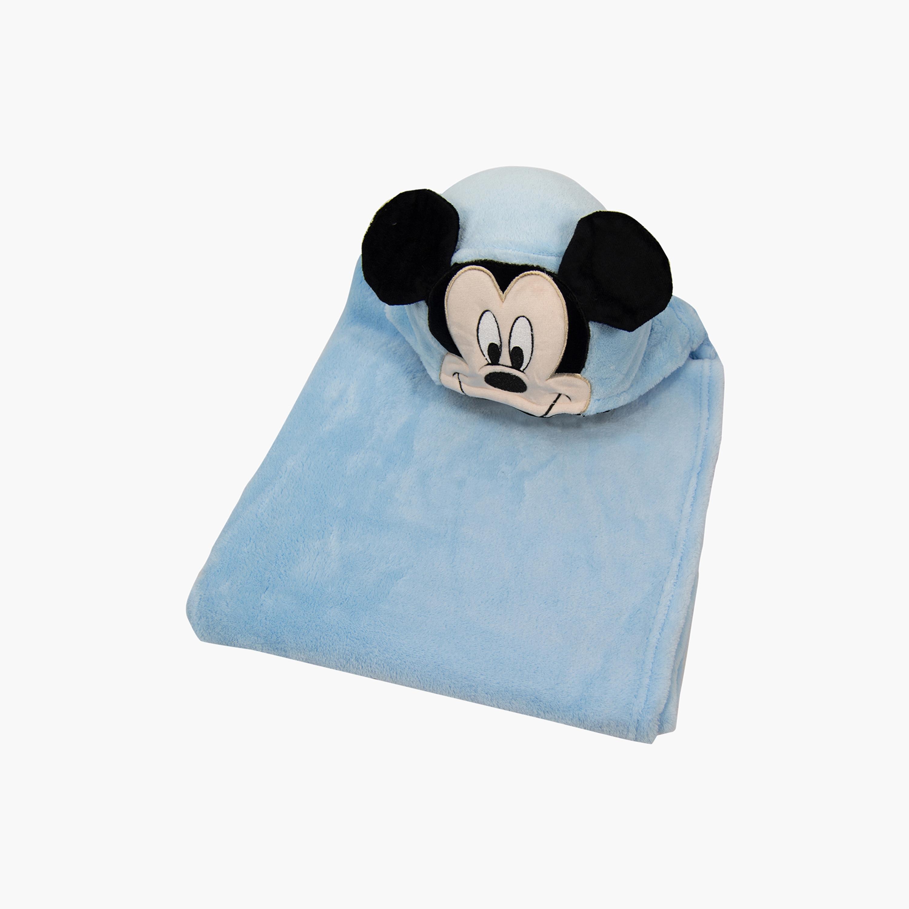 بطانية من الصوف المرجاني بقبعة وزخارف ميكي ماوس من ديزني - 78x95 سم-baby-nursery-blanketsandswaddles-blanketsandquilts-image-1