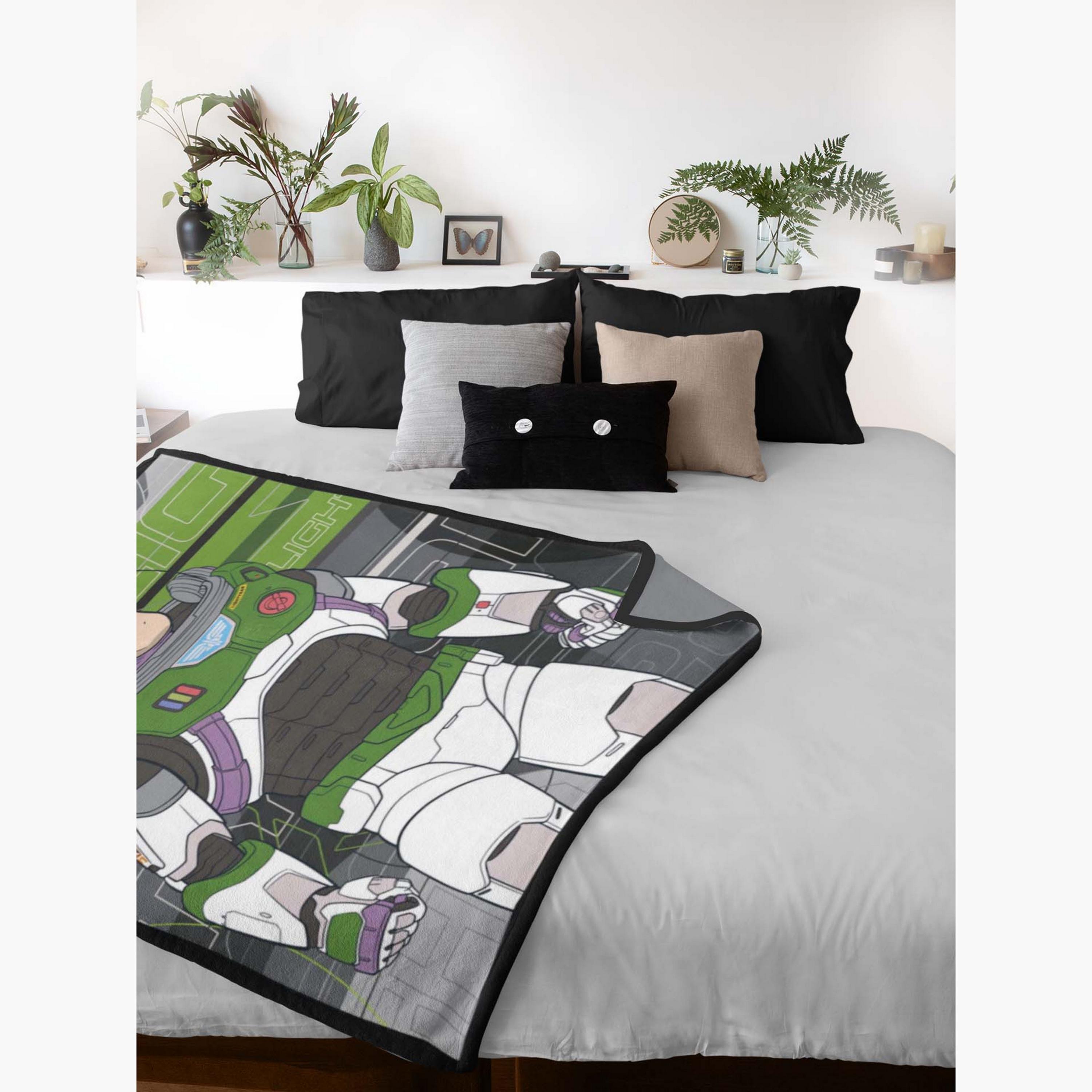 Disney Buzz Lightyear Print Polar Fleece Blanket - 100x150 cms-baby-nursery-blanketsandswaddles-blanketsandquilts-image-1