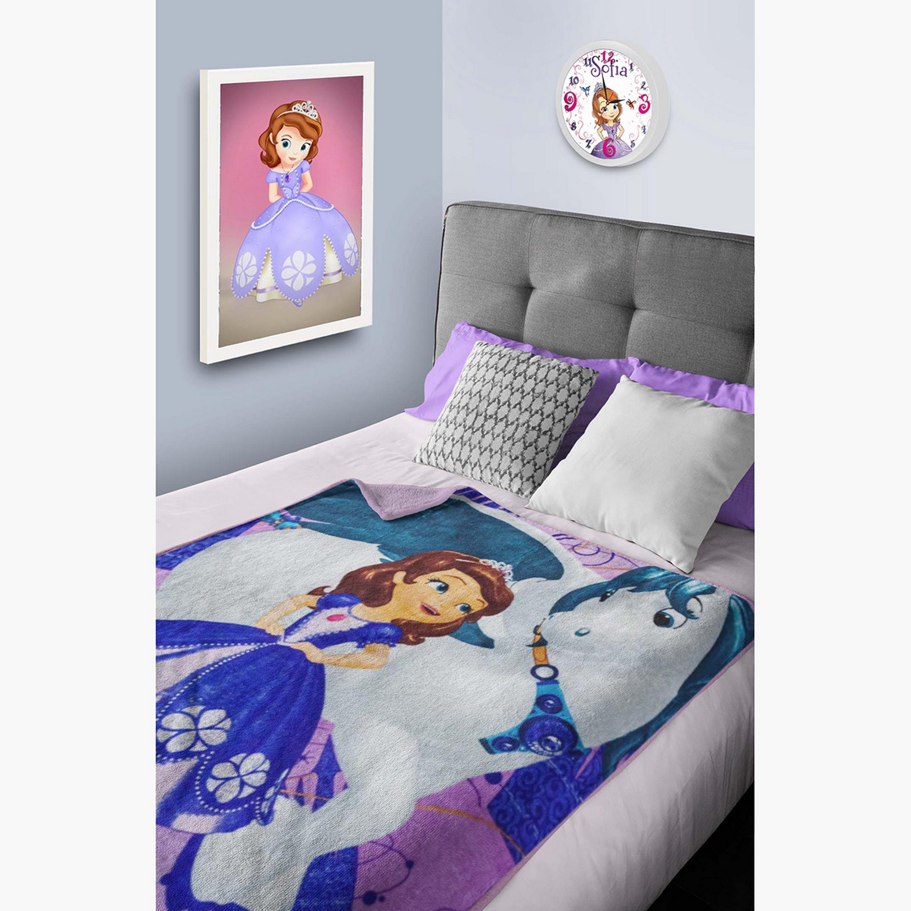 Disney Sofia Print Coral Fleece Blanket - 120x140 cms-baby-nursery-blanketsandswaddles-blanketsandquilts-image-1