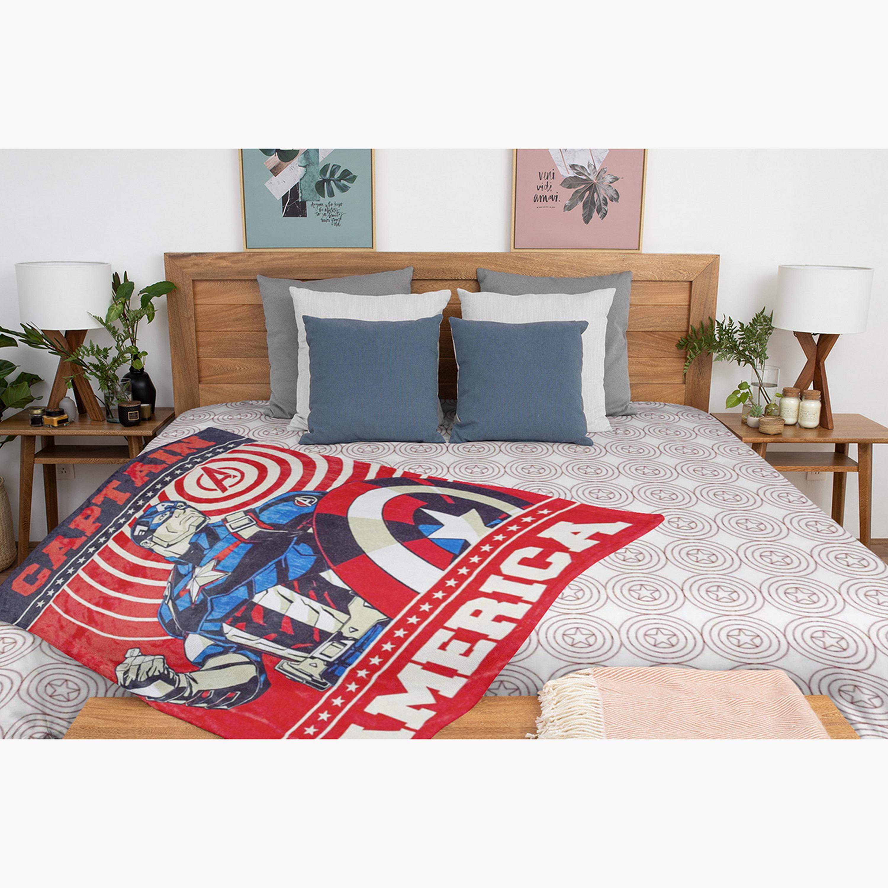Avengers Captain America Print Flannel Blanket - 160x220 cms-baby-nursery-blanketsandswaddles-blanketsandquilts-image-2