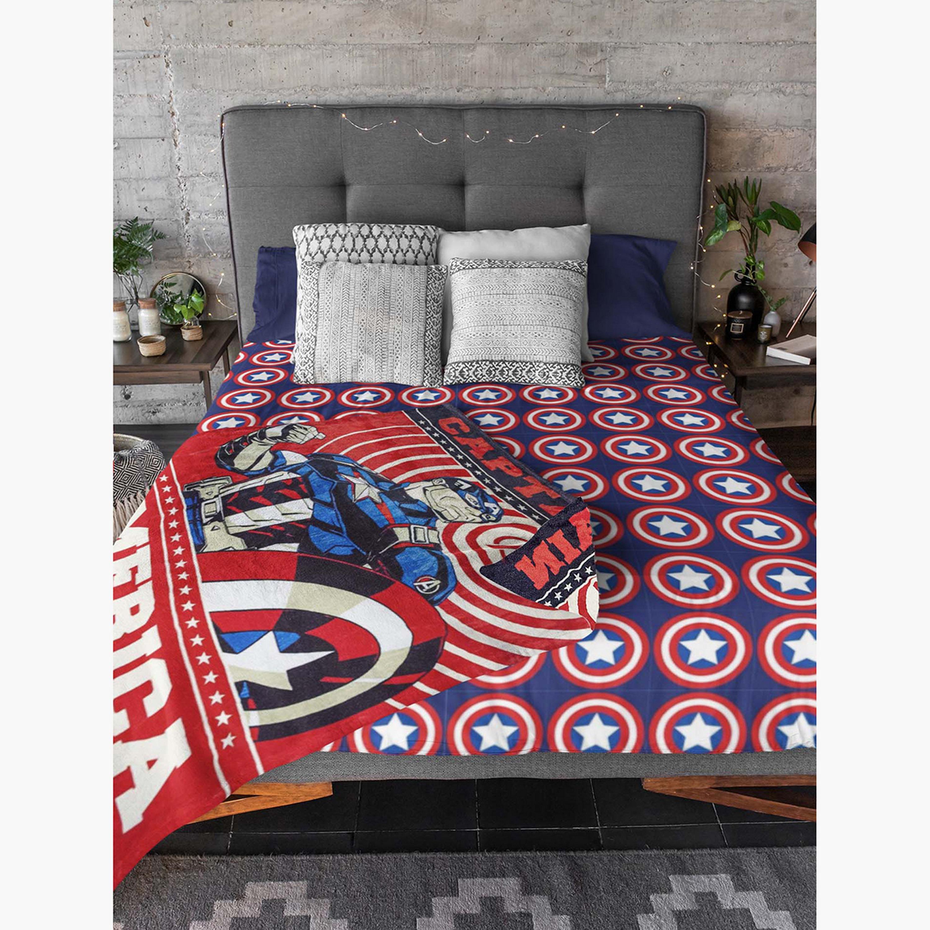 Avengers Captain America Print Flannel Blanket - 160x220 cms-baby-nursery-blanketsandswaddles-blanketsandquilts-image-5