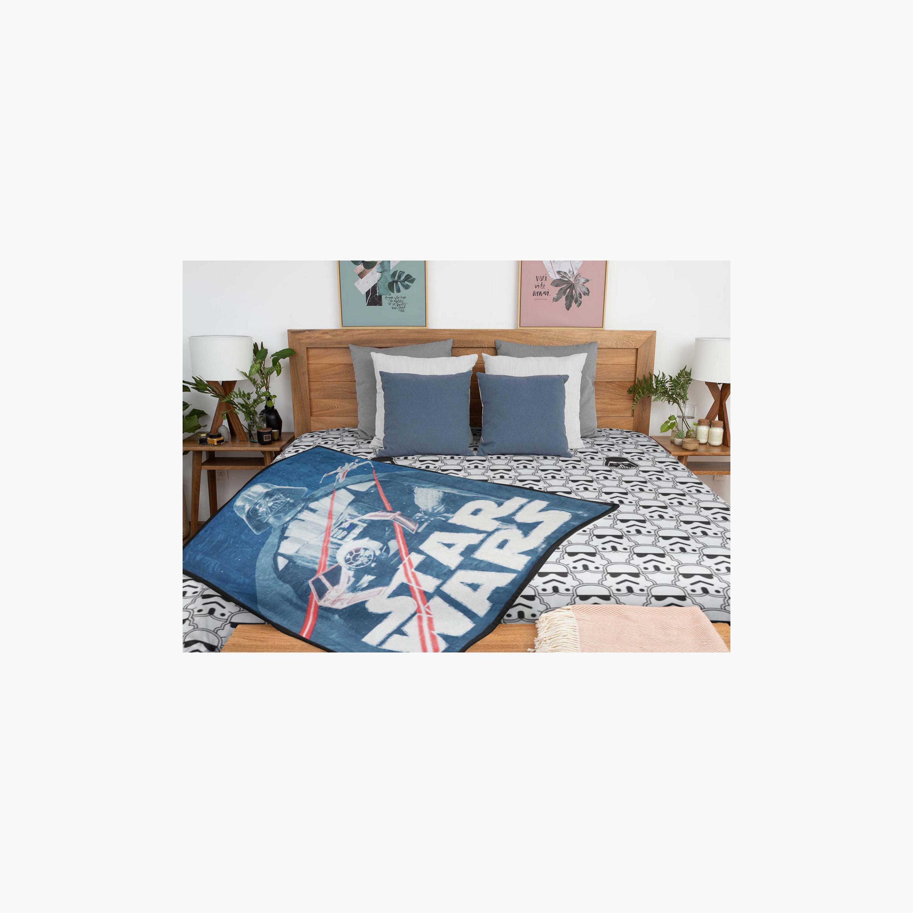 Lucas Star Wars Print Flannel Blanket - 158x229 cms-baby-nursery-blanketsandswaddles-blanketsandquilts-image-1